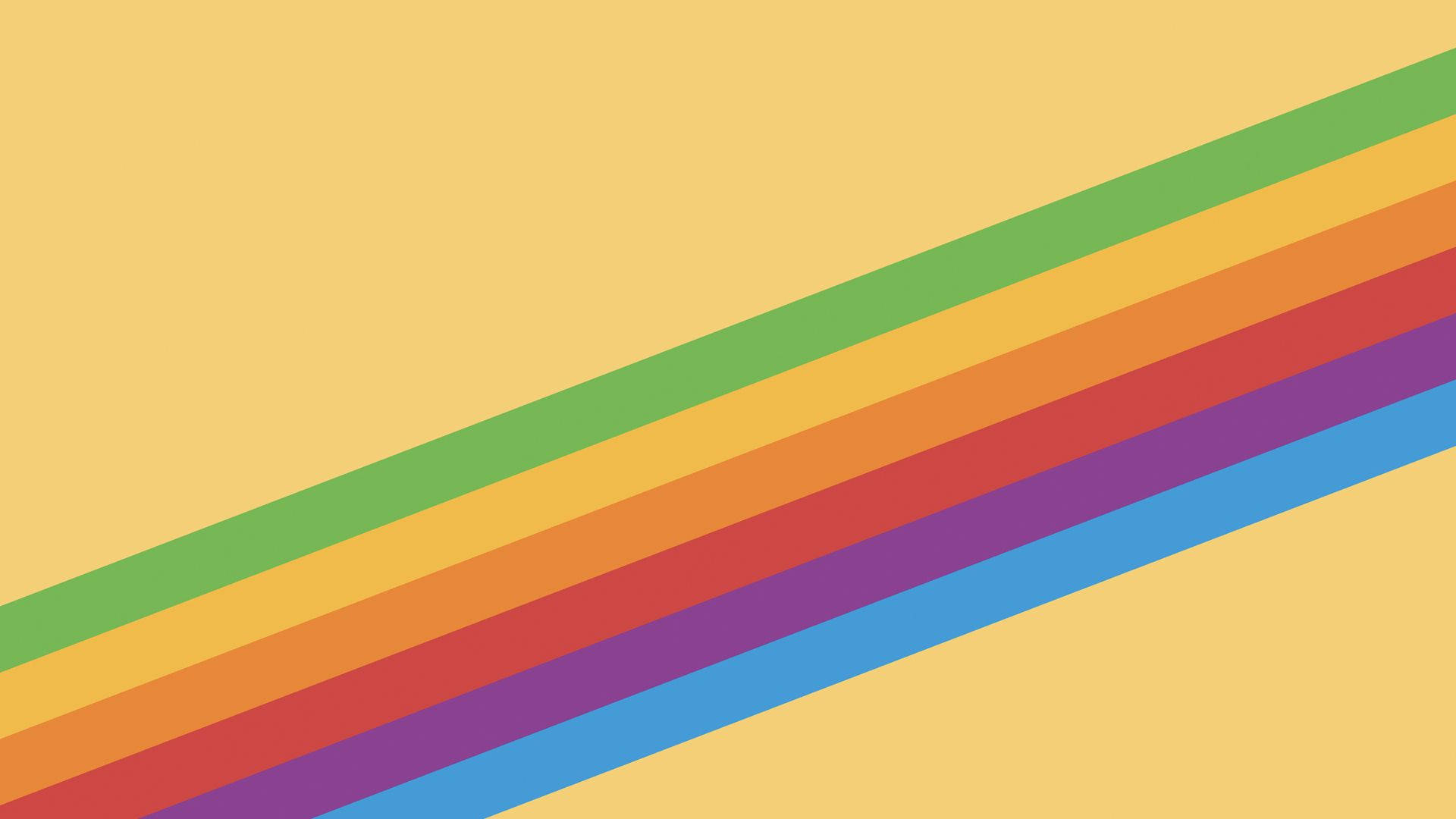 yellow background, diagonal rainbow stripe pattern, vivid colors, Full HD Desktop Wallpaper