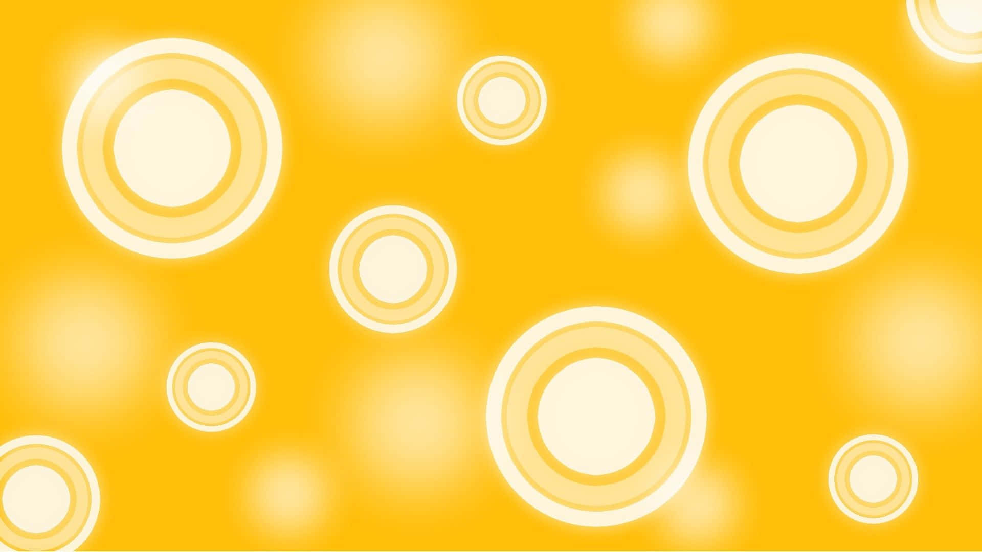 vibrant yellow background, glowing concentric circles, soft bokeh, Full HD Desktop Wallpaper