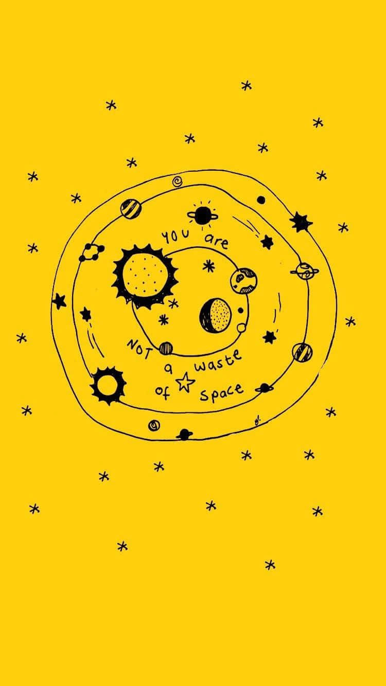 yellow aesthetic iPhone, solar system, planets, HD Phone Wallpaper
