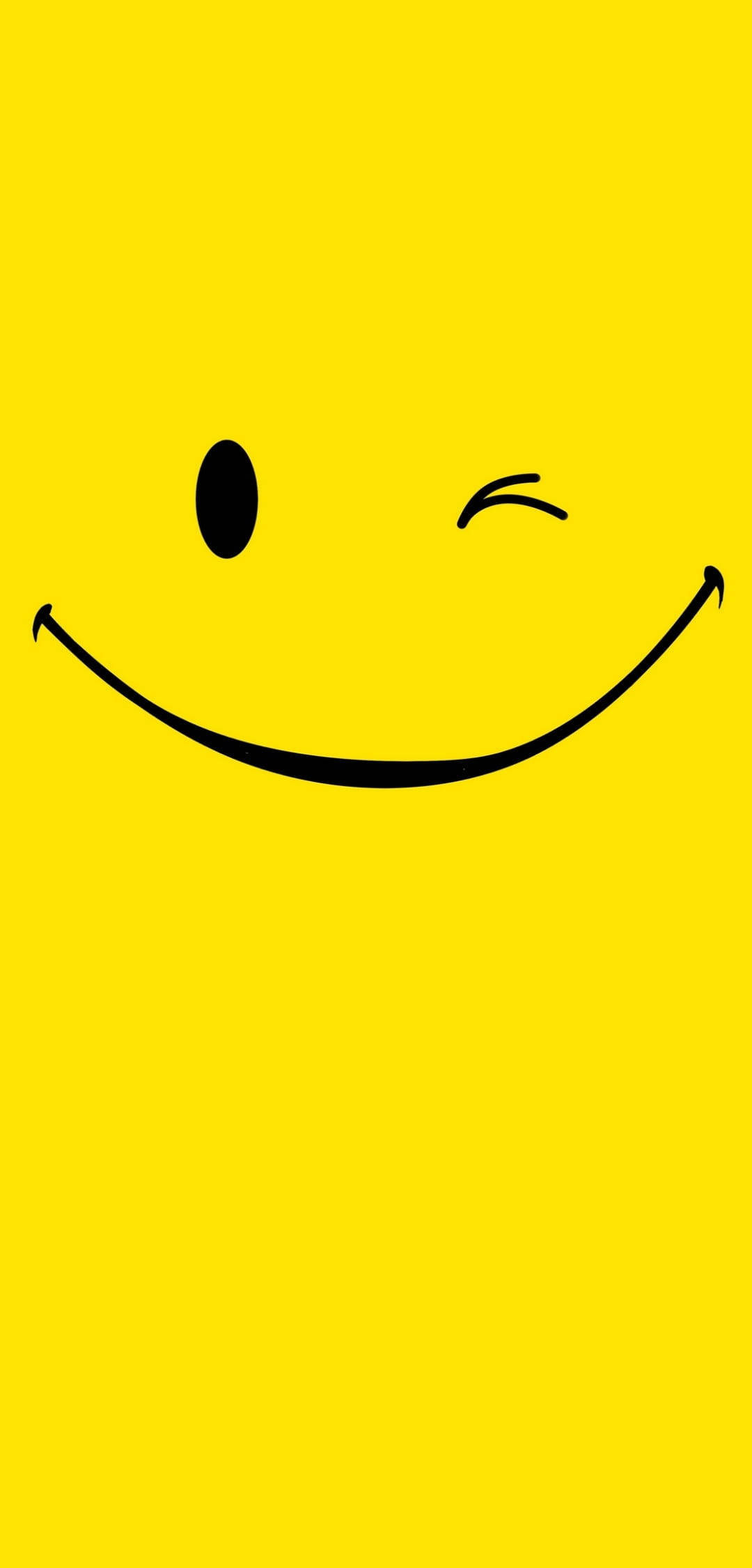Plain Yellow iPhone Smiley, winking smiley face, black line drawing, Full HD Phone Wallpaper