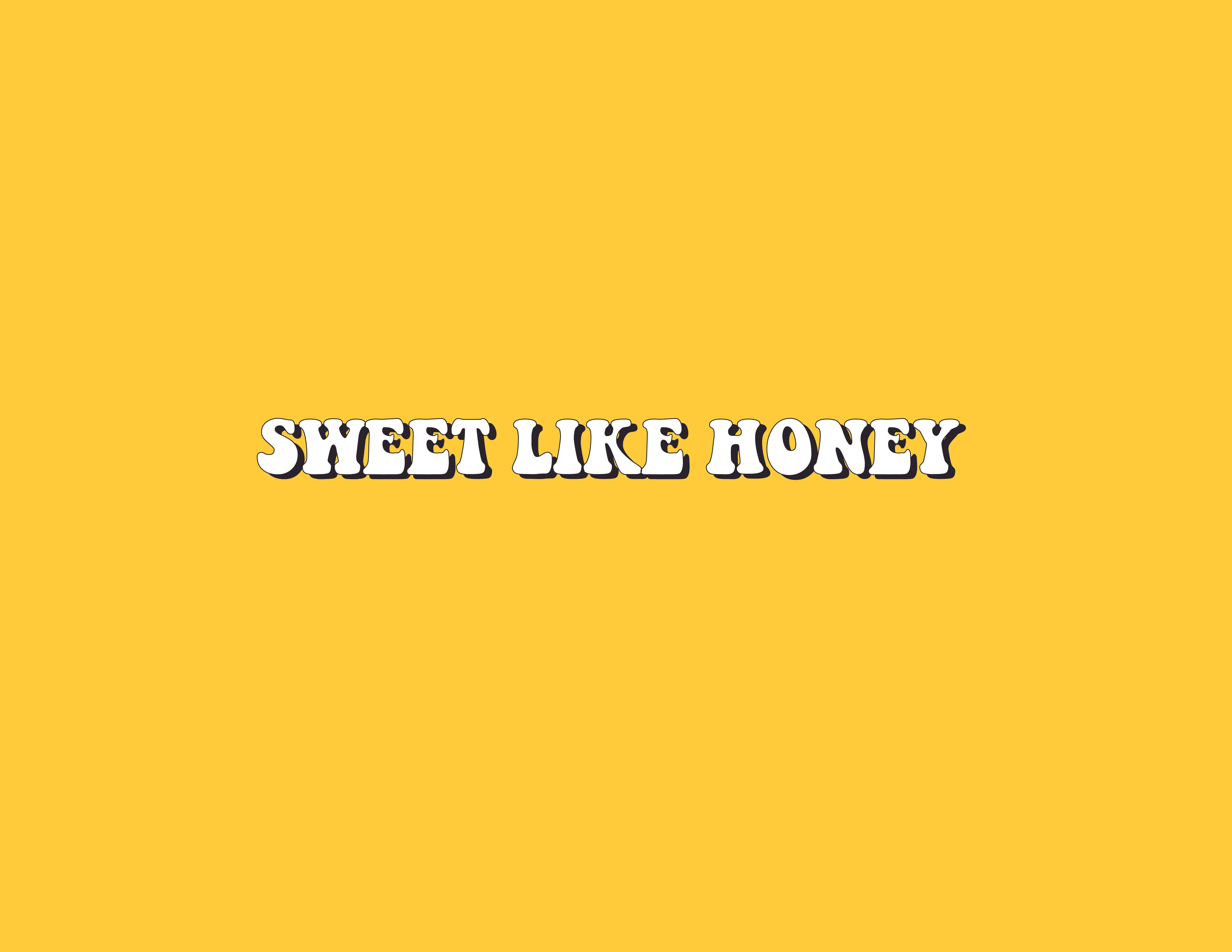 golden yellow, white text, sweet like honey, 5K Desktop Wallpaper
