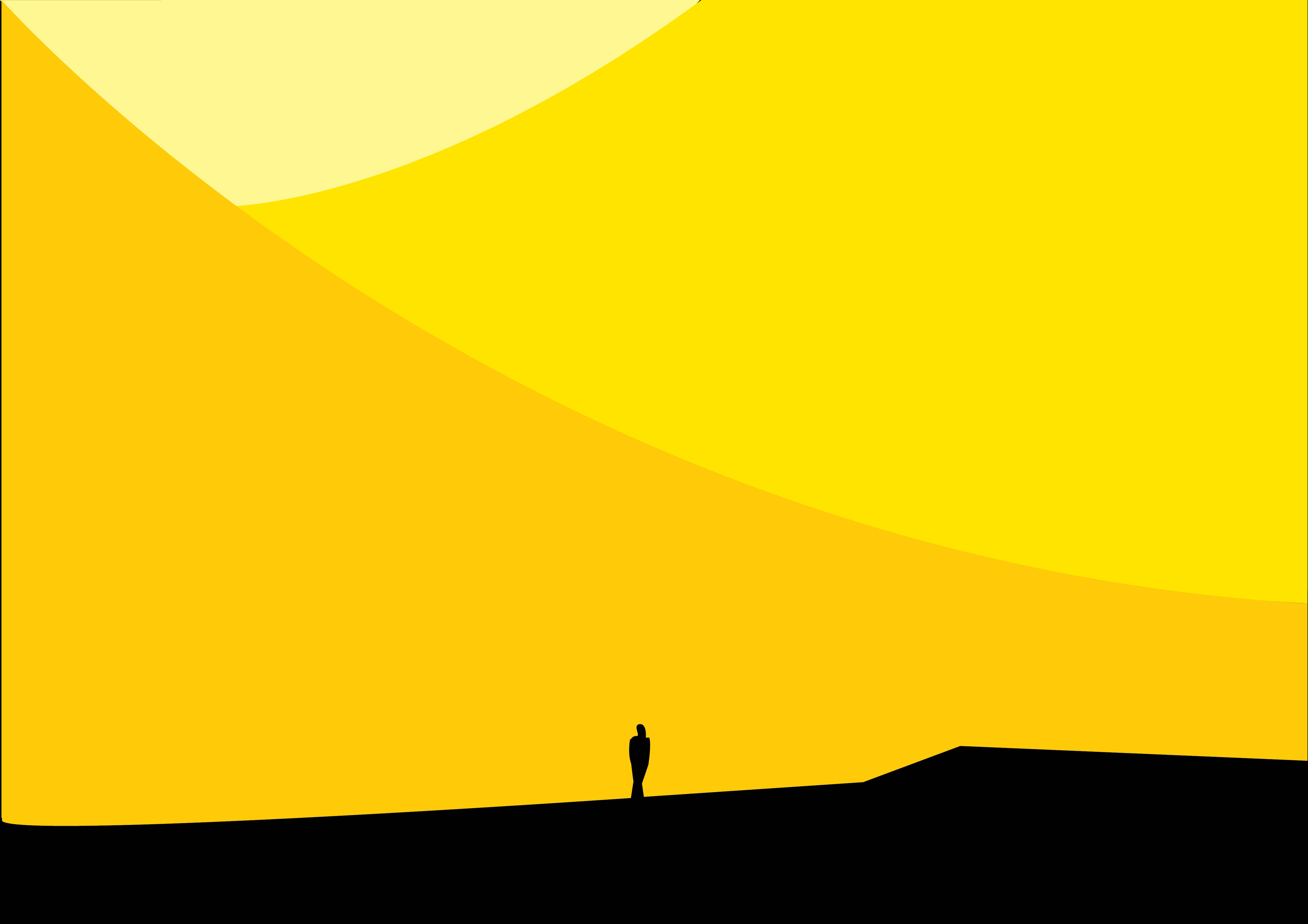 yellow aesthetic laptop, simple mountains, black horizon, 4K Desktop Wallpaper
