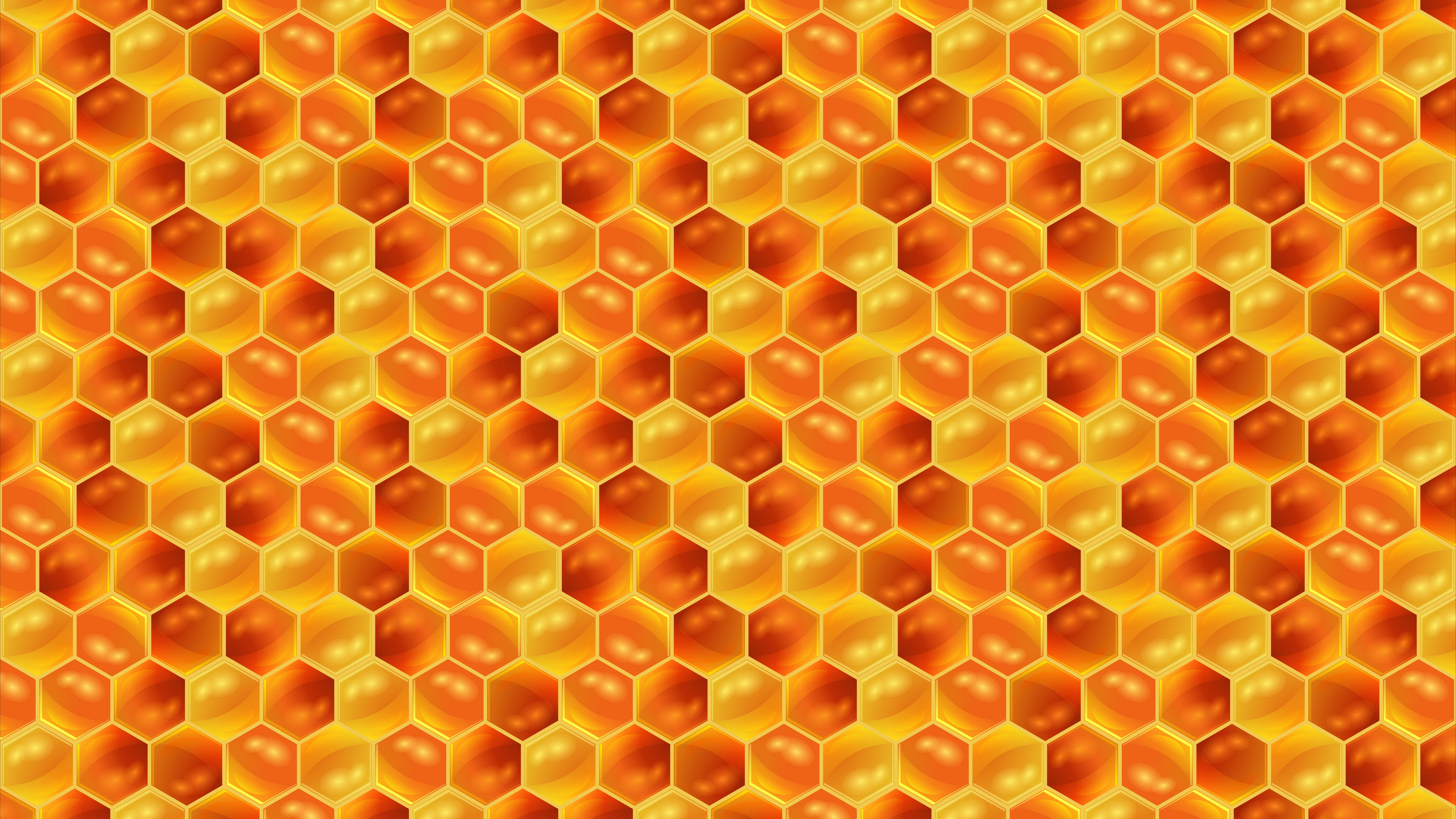 honey hexagon pattern, golden honeycomb pattern, glossy hexagonal cells, 4K Desktop Wallpaper