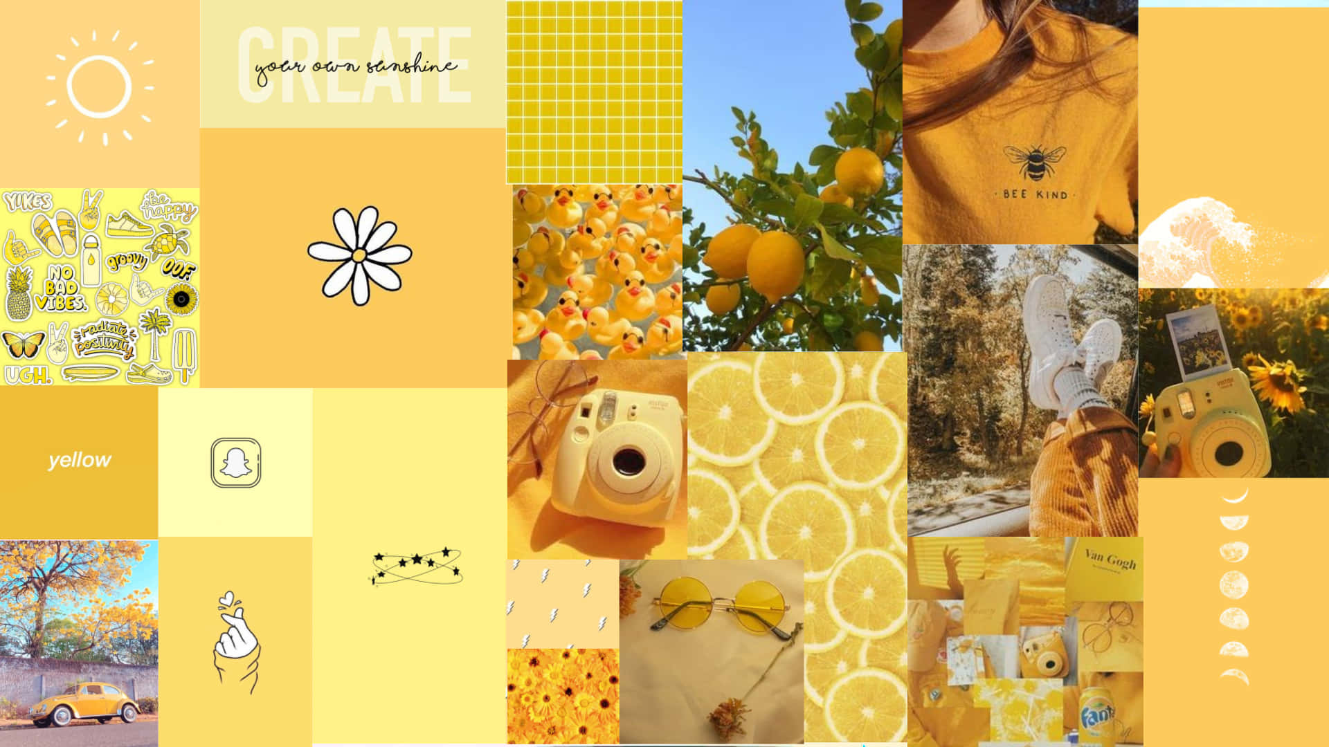 pastel yellow laptop, lemons, sunflowers, Full HD Desktop Wallpaper
