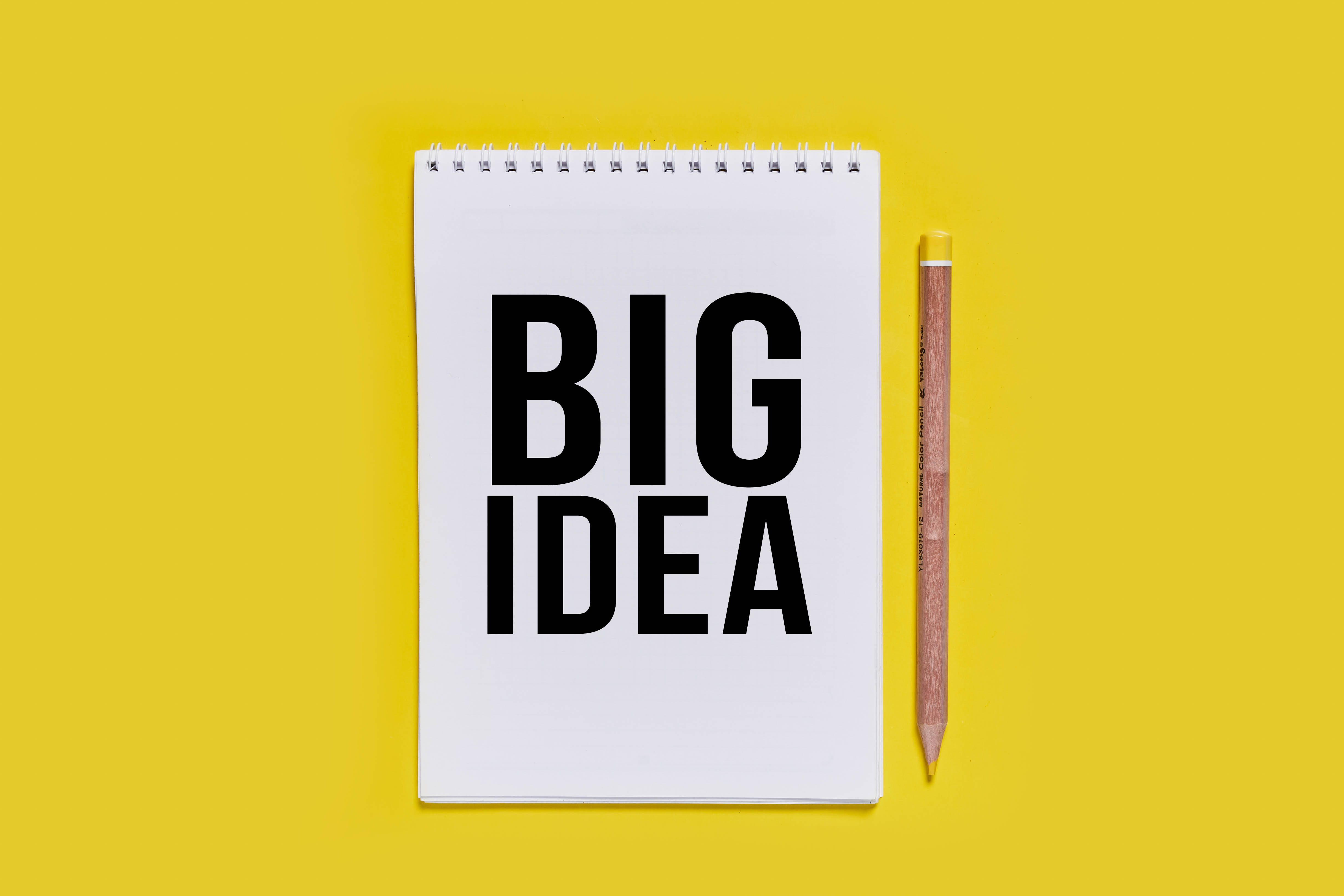 yellow aesthetic laptop, white spiral notebook, bold black text, 4K Desktop Wallpaper