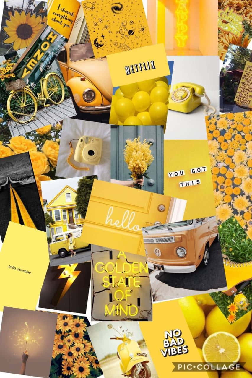 Yellow Aesthetic Phone, sunflowers, vintage cars, SD Phone Wallpaper