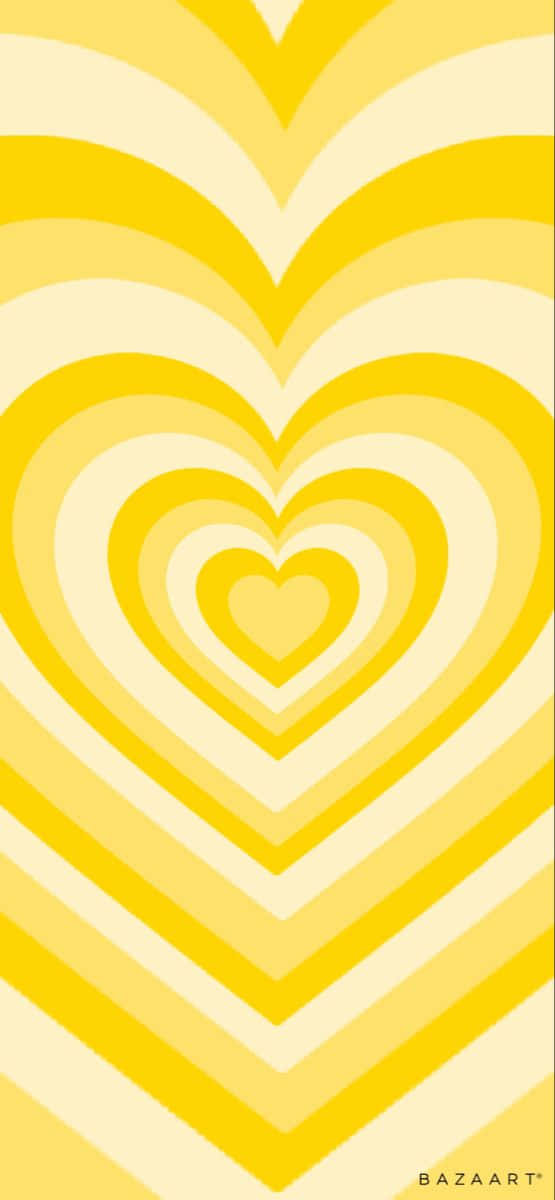 Yellow Aesthetic Phone, white heart, vibrant yellow, SD Phone Wallpaper