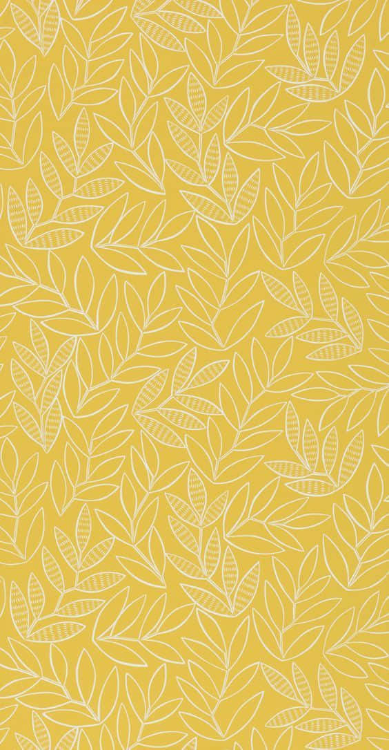 Yellow Aesthetic Phone, leaf pattern, vibrant yellow, SD Phone Wallpaper