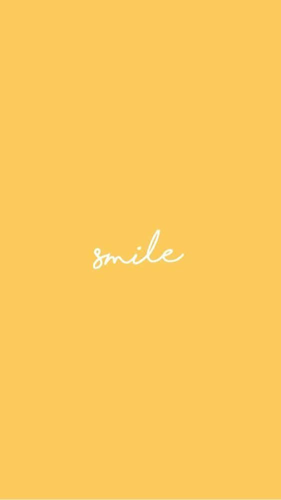 Yellow Aesthetic Phone, minimalist yellow background, white cursive text, SD Phone Wallpaper