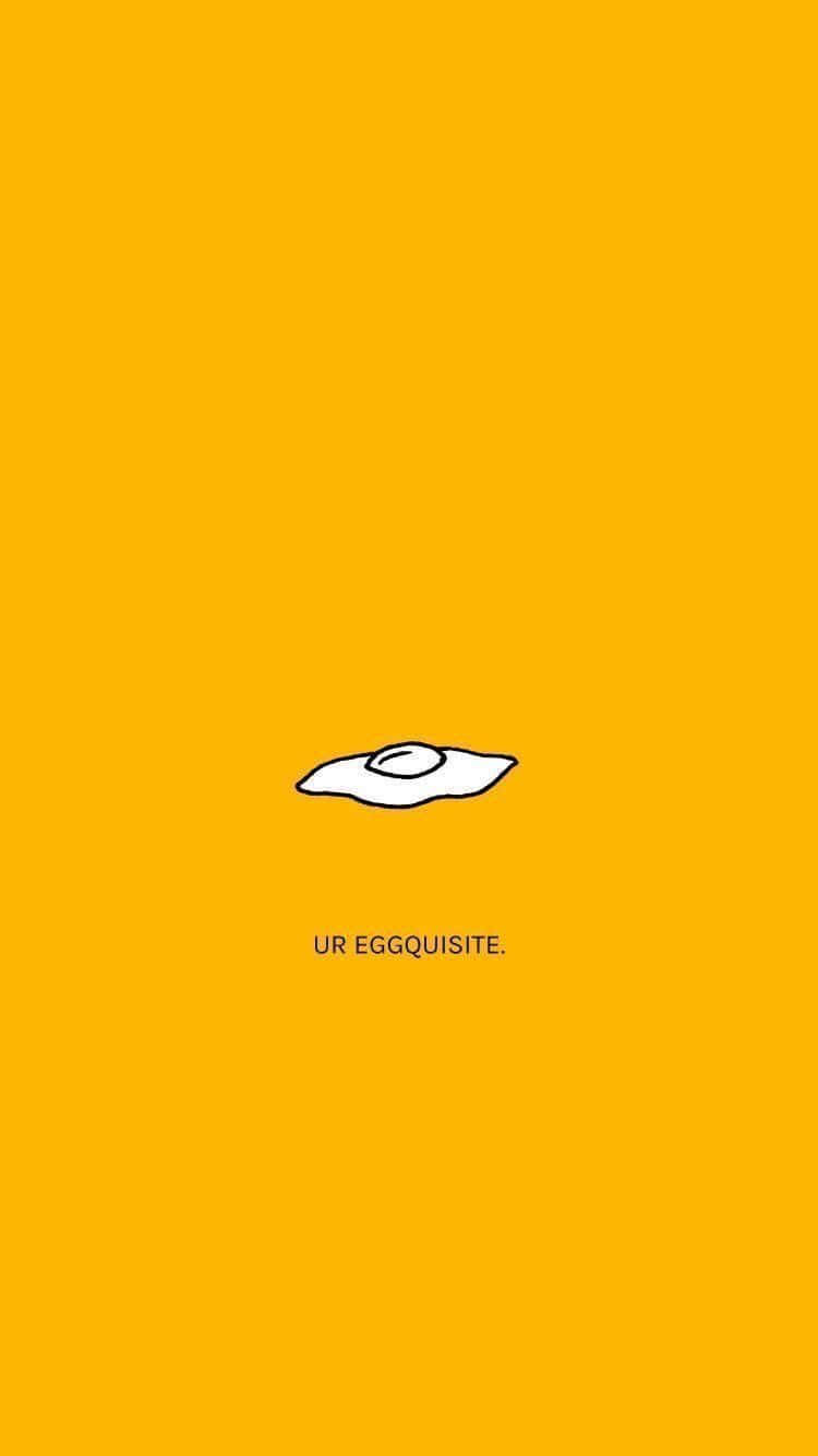 sunny-side-up egg, vibrant yellow background, minimalist white line drawing, HD Phone Wallpaper