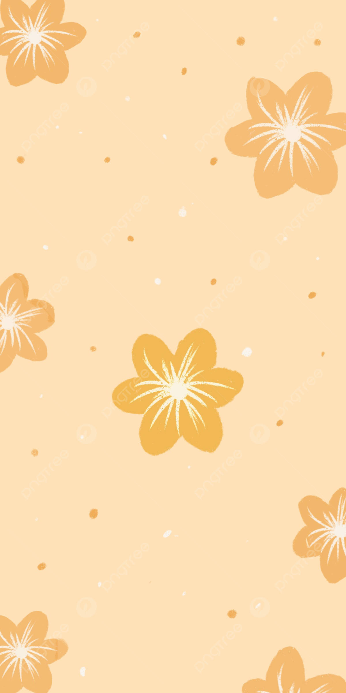floral yellow aesthetic phone, soft peach background, golden starburst flowers, Full HD Phone Wallpaper