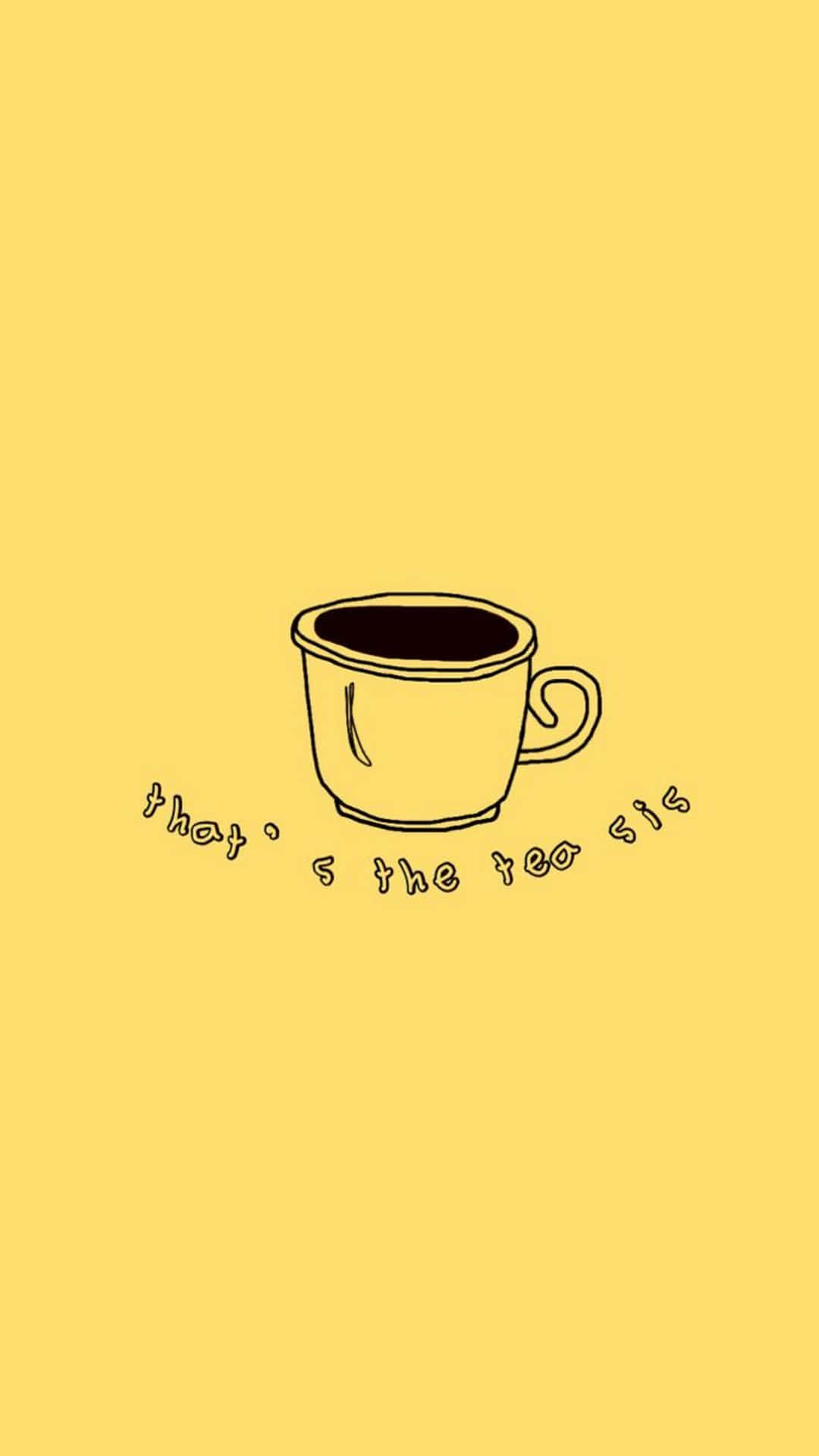 yellow aesthetic phone, tea cup, dark liquid, Full HD Phone Wallpaper