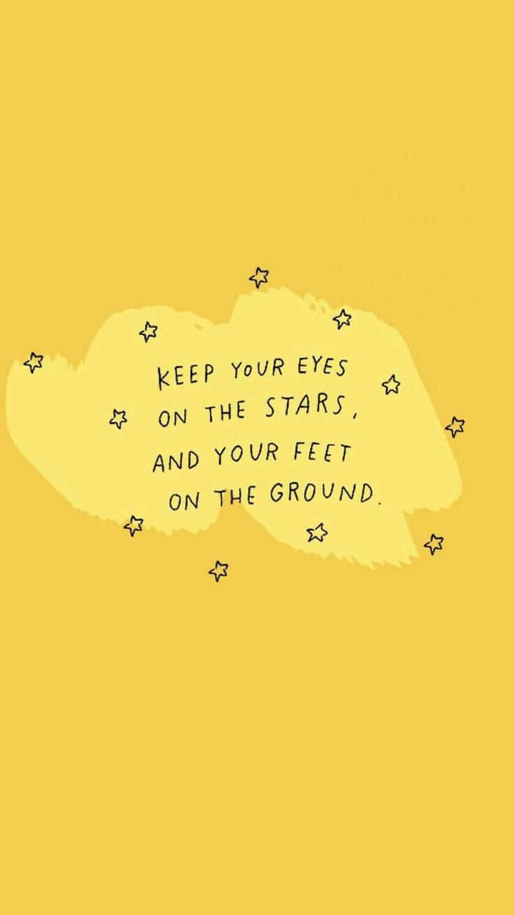 yellow aesthetic phone, handwritten quote, small stars, HD Phone Wallpaper