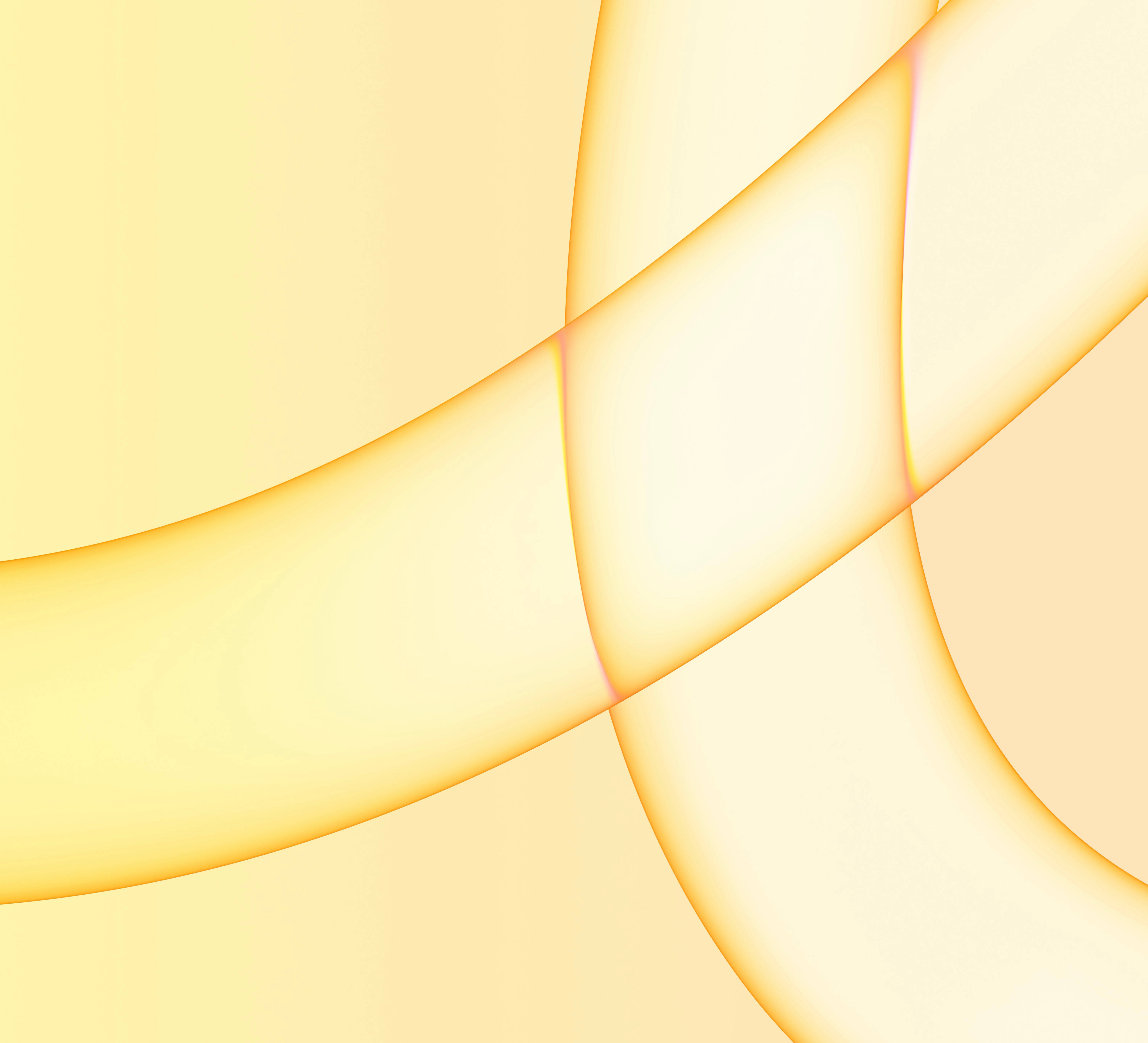 iMac 4K, light yellow background, soft golden curves, 5K Desktop Wallpaper