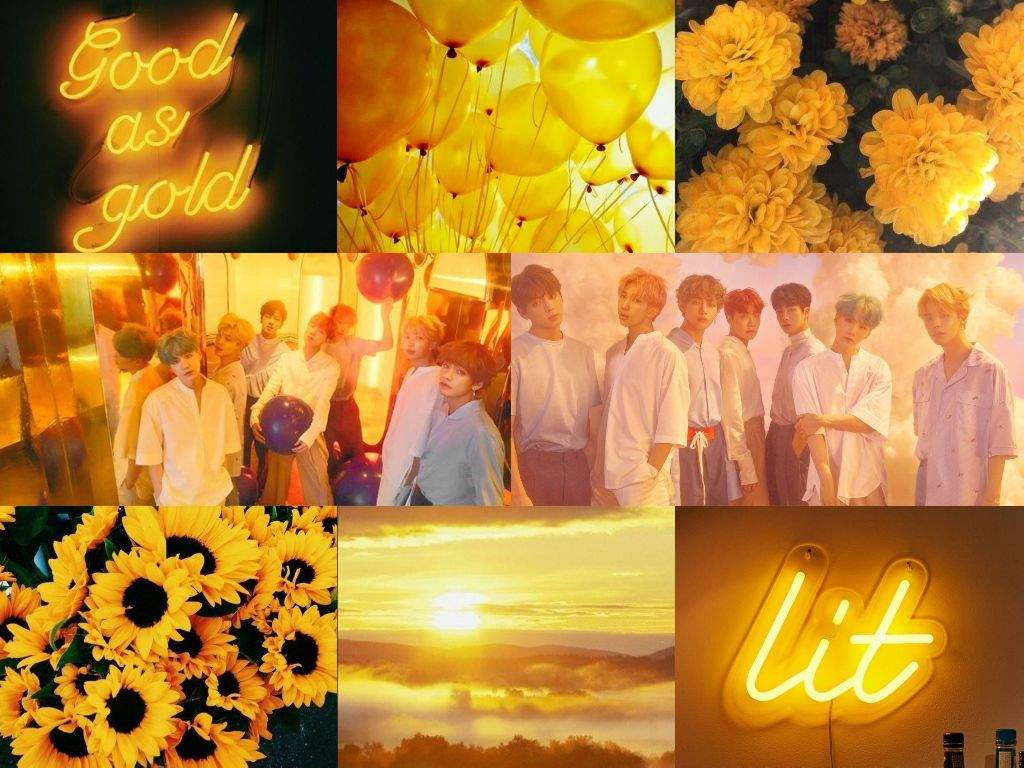 Yellow Aesthetic, neon signs, sunflowers, SD Desktop Wallpaper