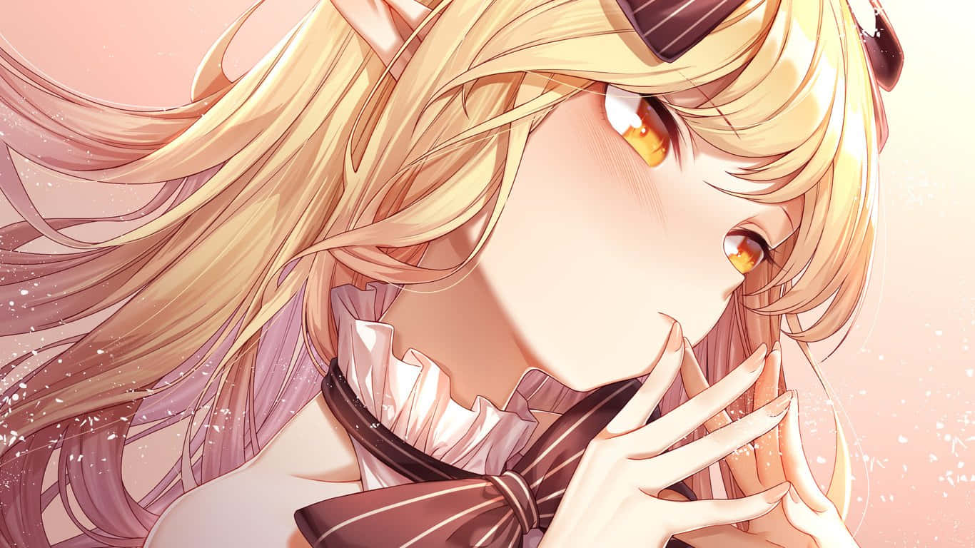 Yellow Anime, anime girl, flowing blonde hair, HD Desktop Wallpaper