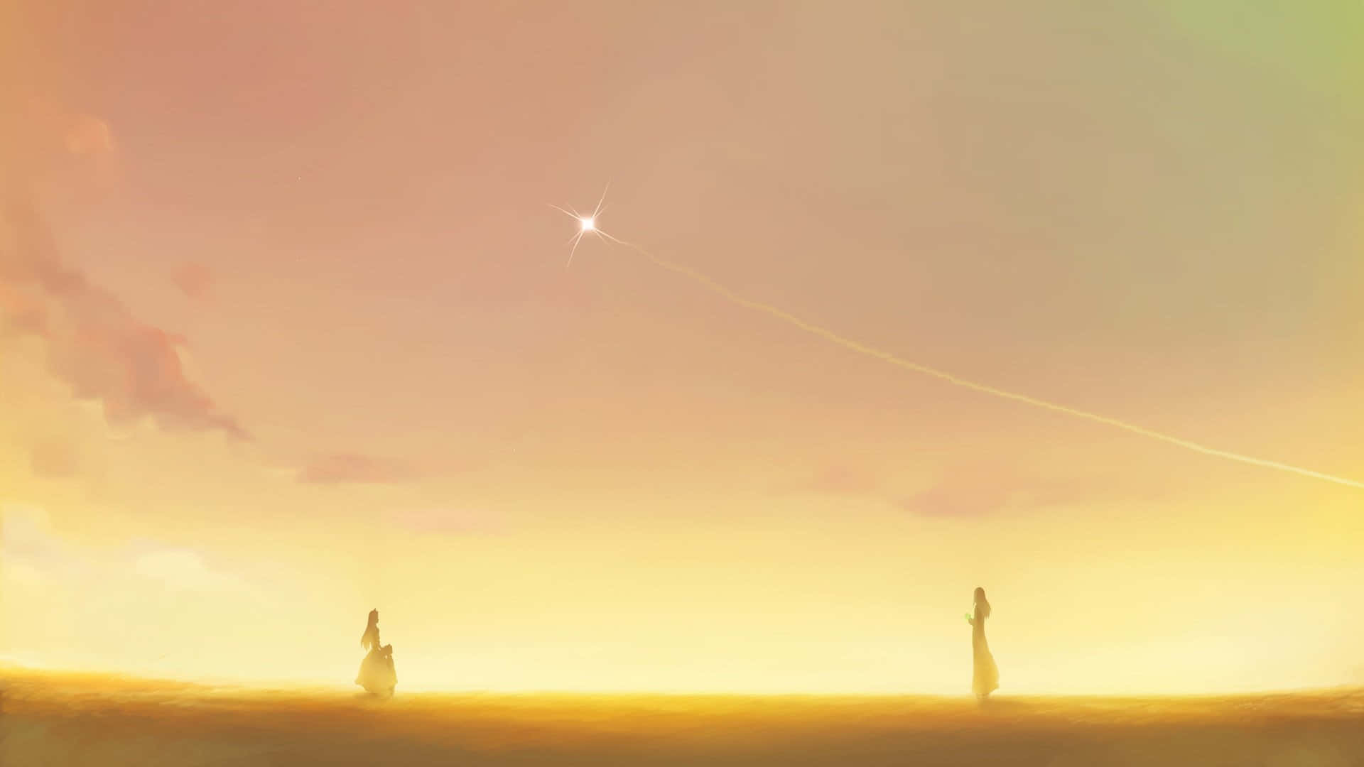 golden horizon, soft pastel sky, bright star, Full HD Desktop Wallpaper