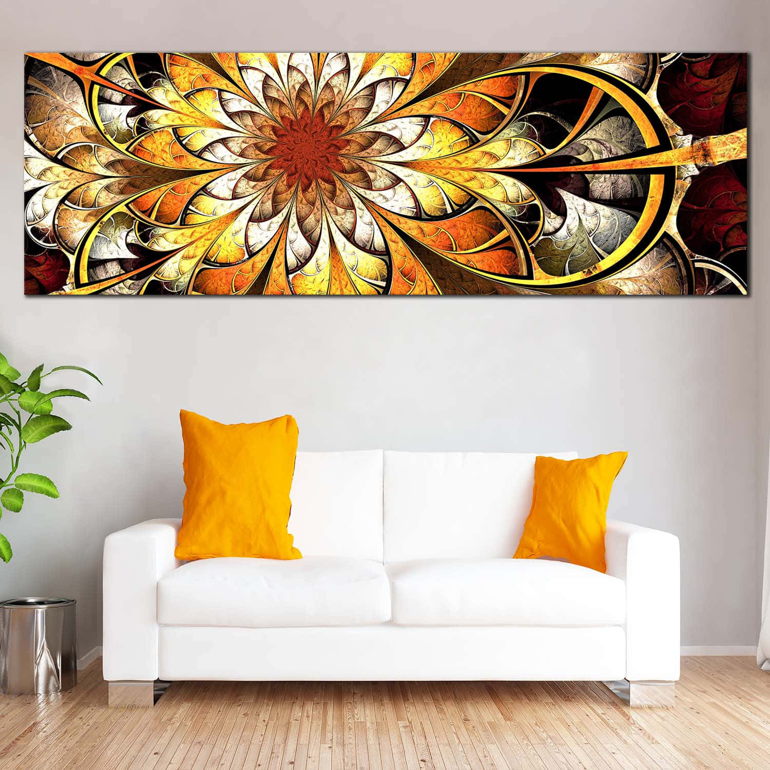 Vibrant Yellow Art Abstract, golden orange, deep red, HD Desktop Wallpaper