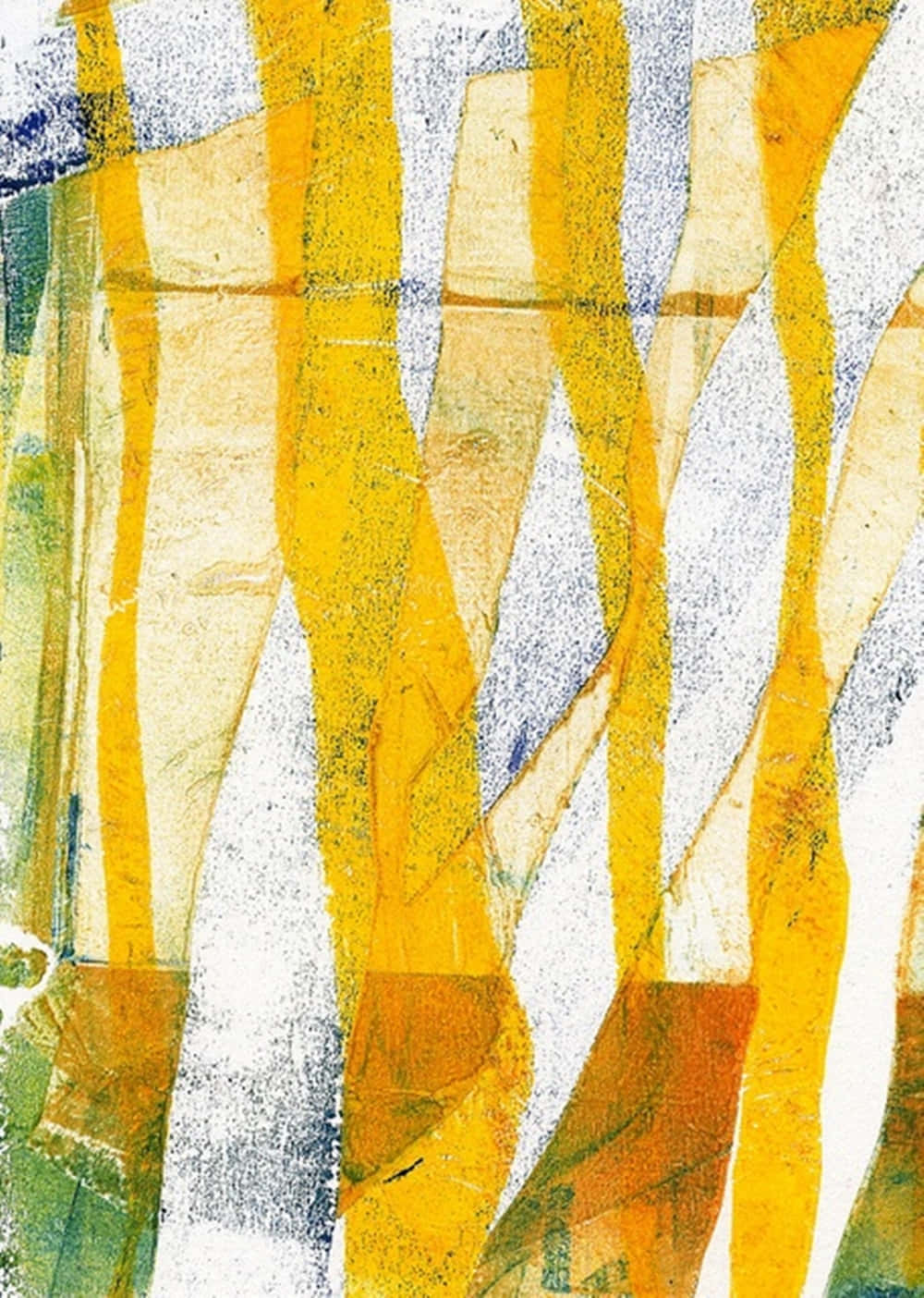 Vibrant Yellow Abstract Art, bold yellow orange and white textured stripes, subtle green accents, HD Phone Wallpaper