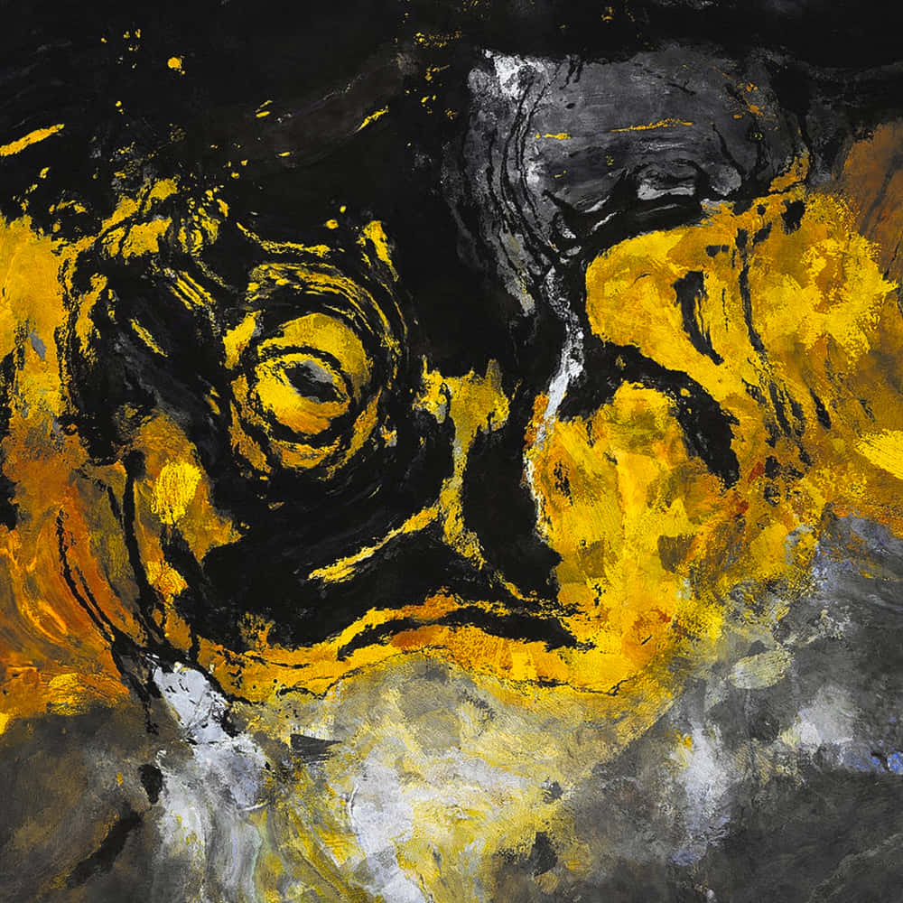 abstract expressionist painting, bold yellow, black, SD Desktop Wallpaper