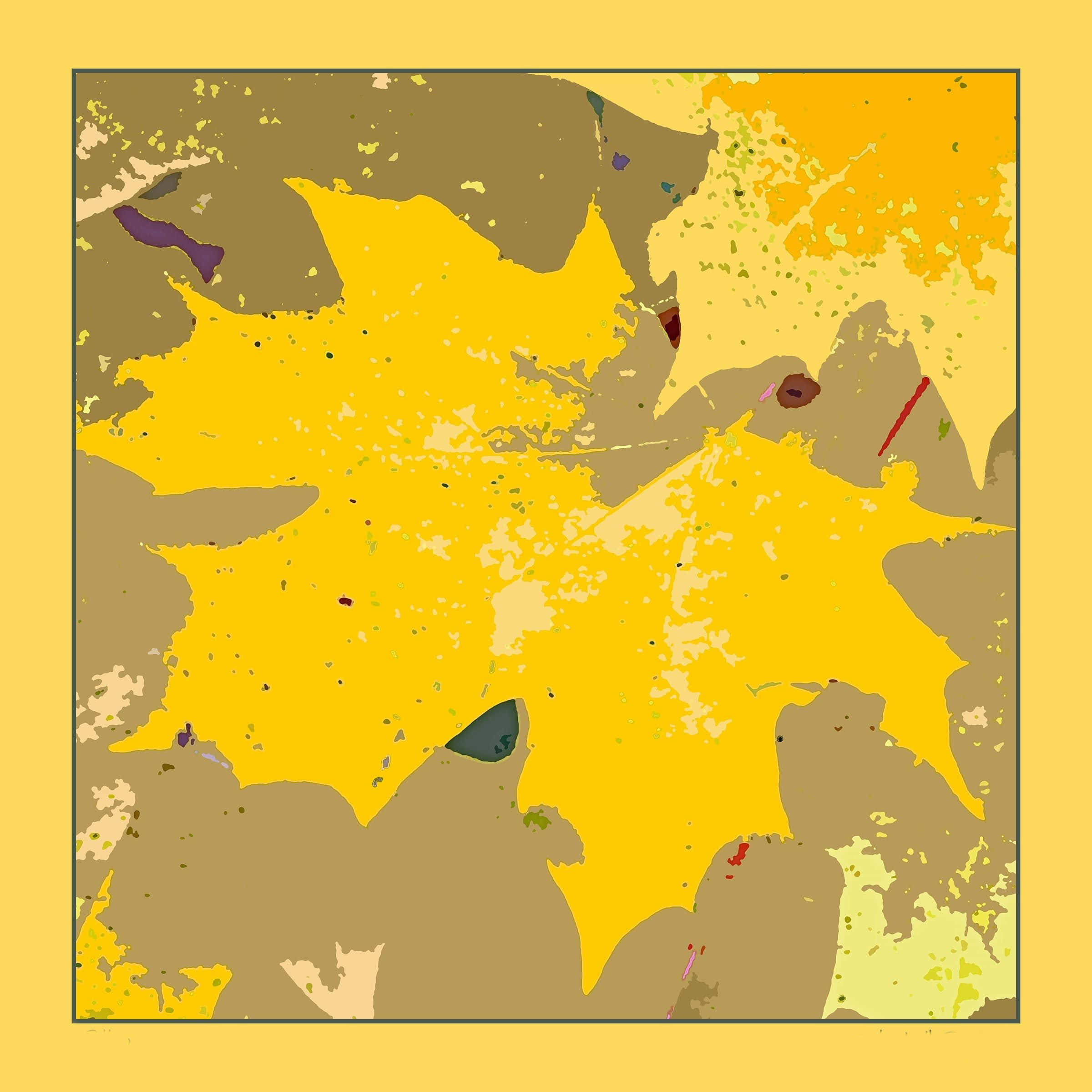 Abstract Yellow Art Splash, vibrant yellow maple leaves, textured brown background, Full HD Desktop Wallpaper