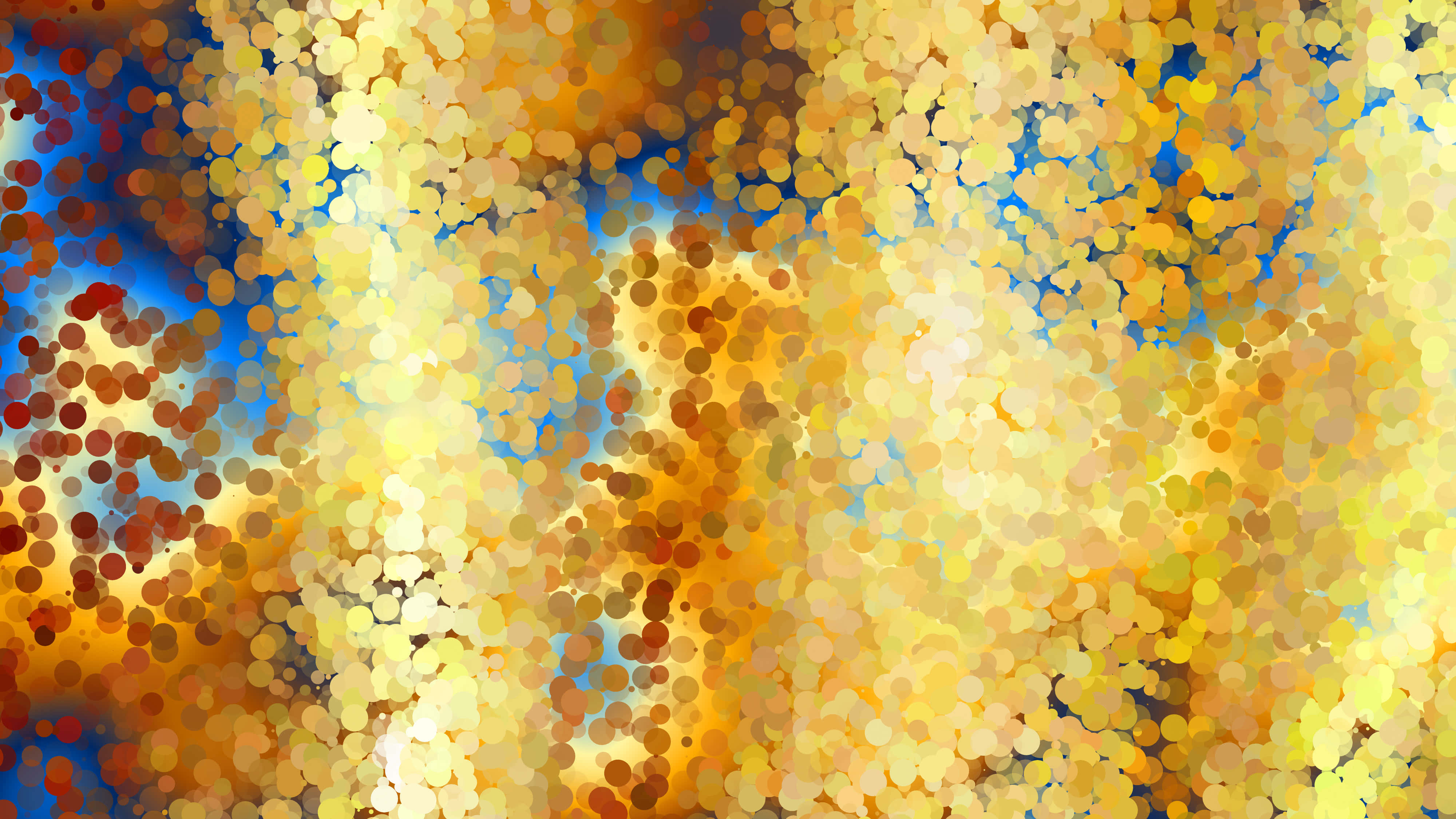 yellow art, golden yellow, blue circular dots, 4K Desktop Wallpaper