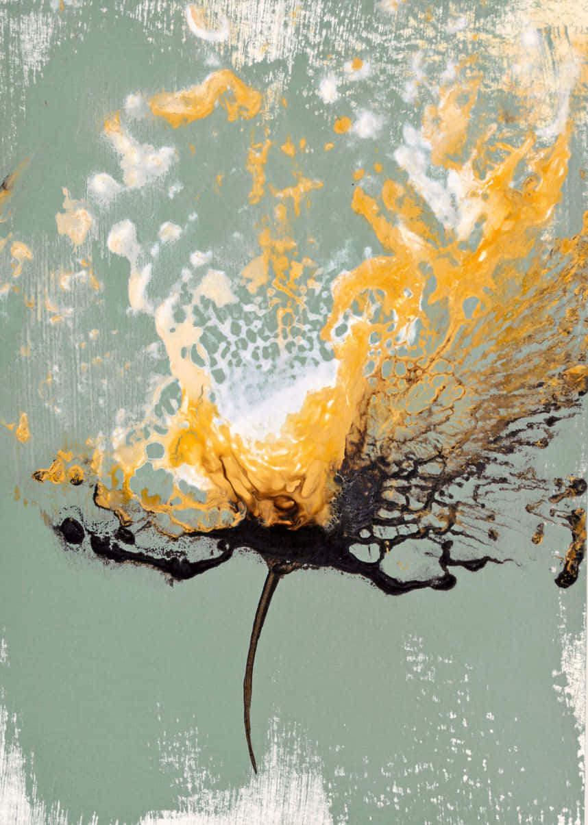 yellow art, gold, white, SD Phone Wallpaper