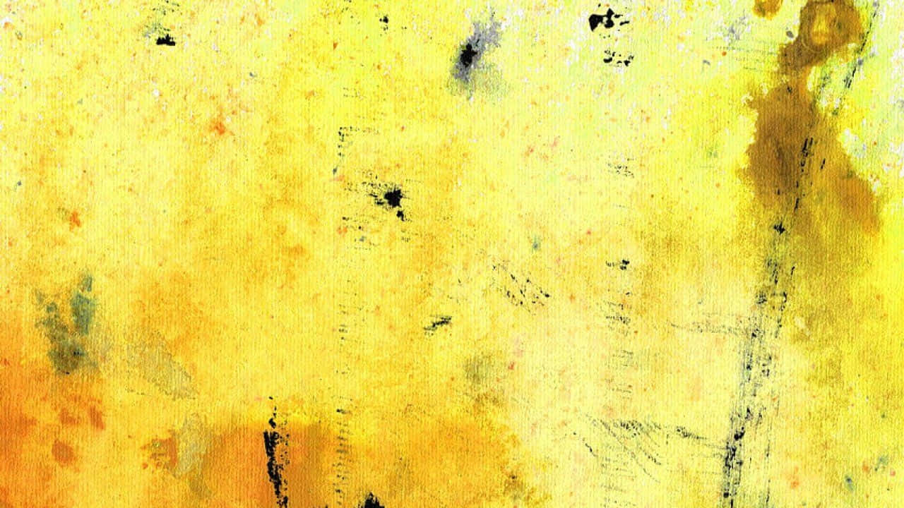 Vibrant Yellow Abstract Art, textured canvas, splatters, HD Desktop Wallpaper