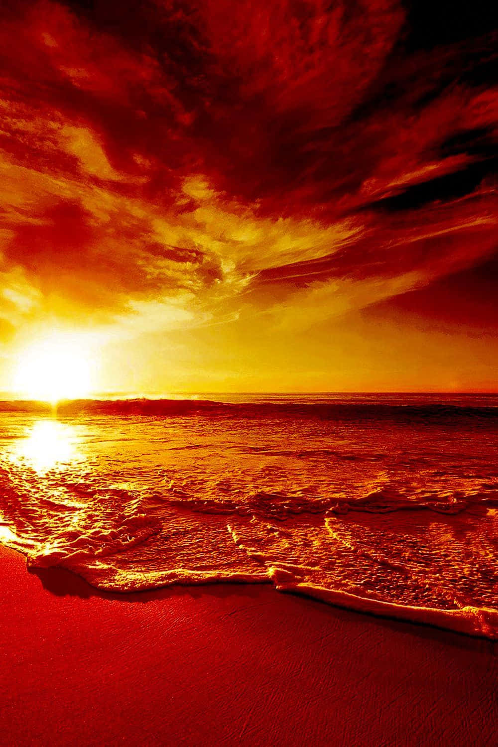 Yellow Beach, sunset, ocean, HD Phone Wallpaper