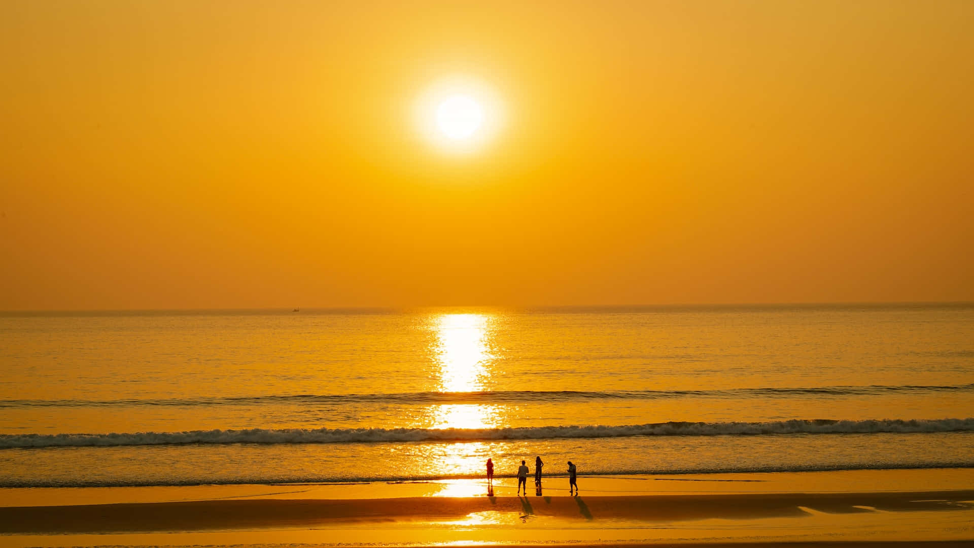 Yellow Beach, golden beach, sunset, Full HD Desktop Wallpaper
