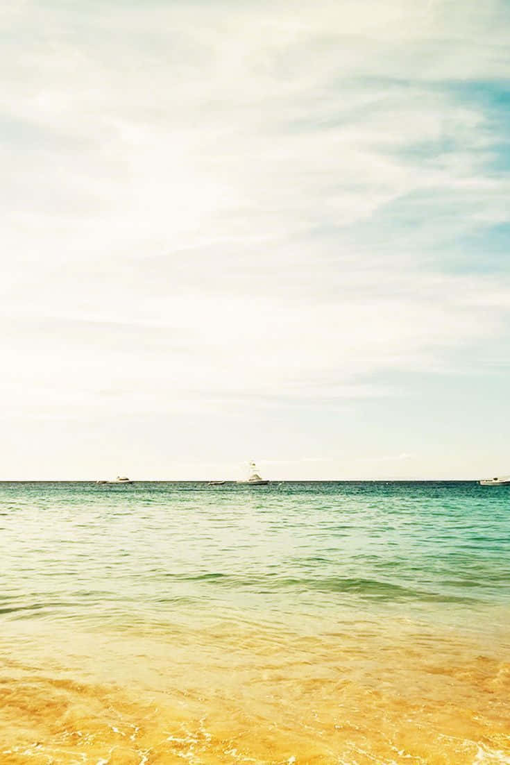 Yellow Beach, Sunset, turquoise ocean, SD Phone Wallpaper