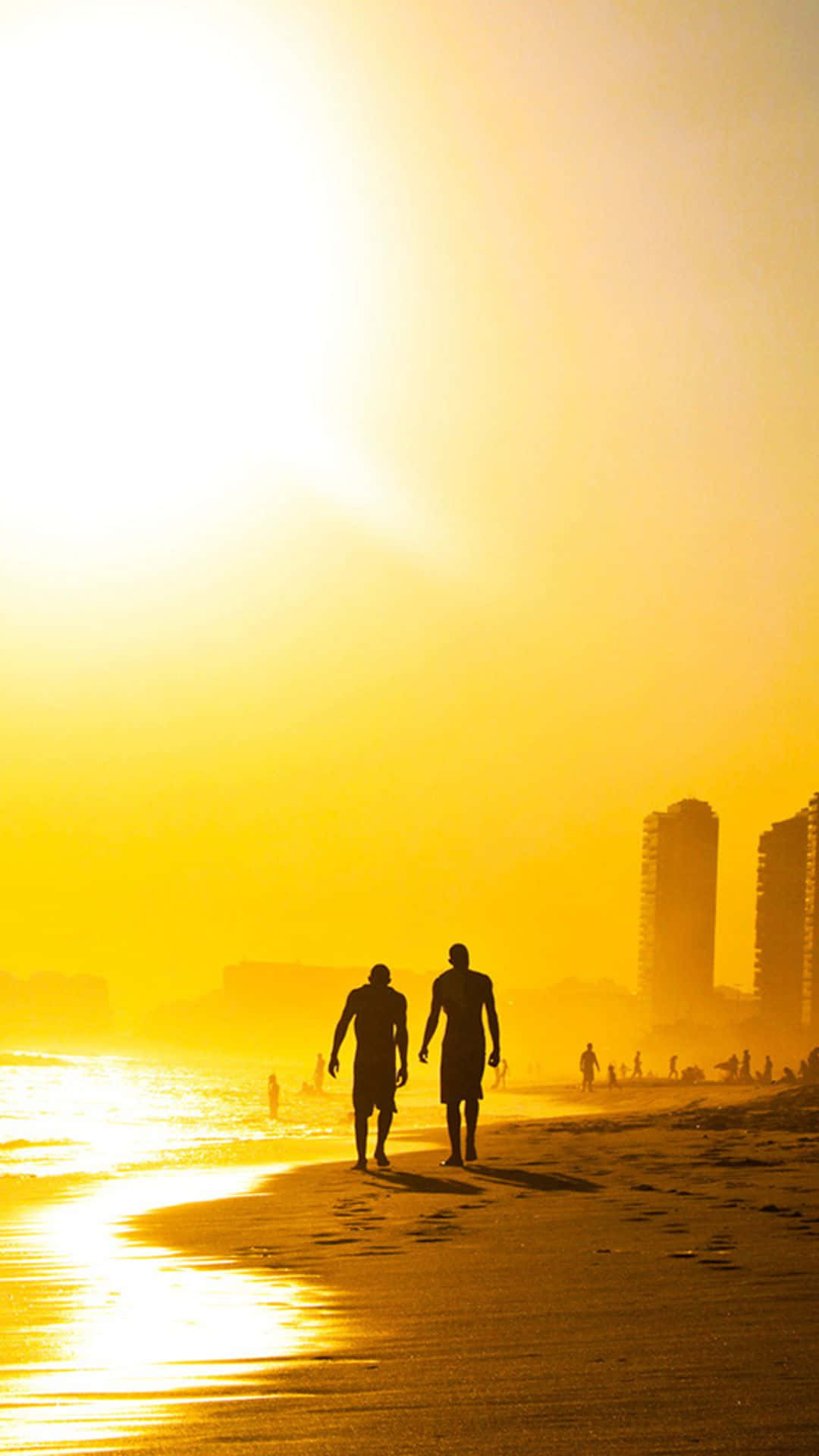 Yellow Beach, Sunset, beach, Full HD Phone Wallpaper