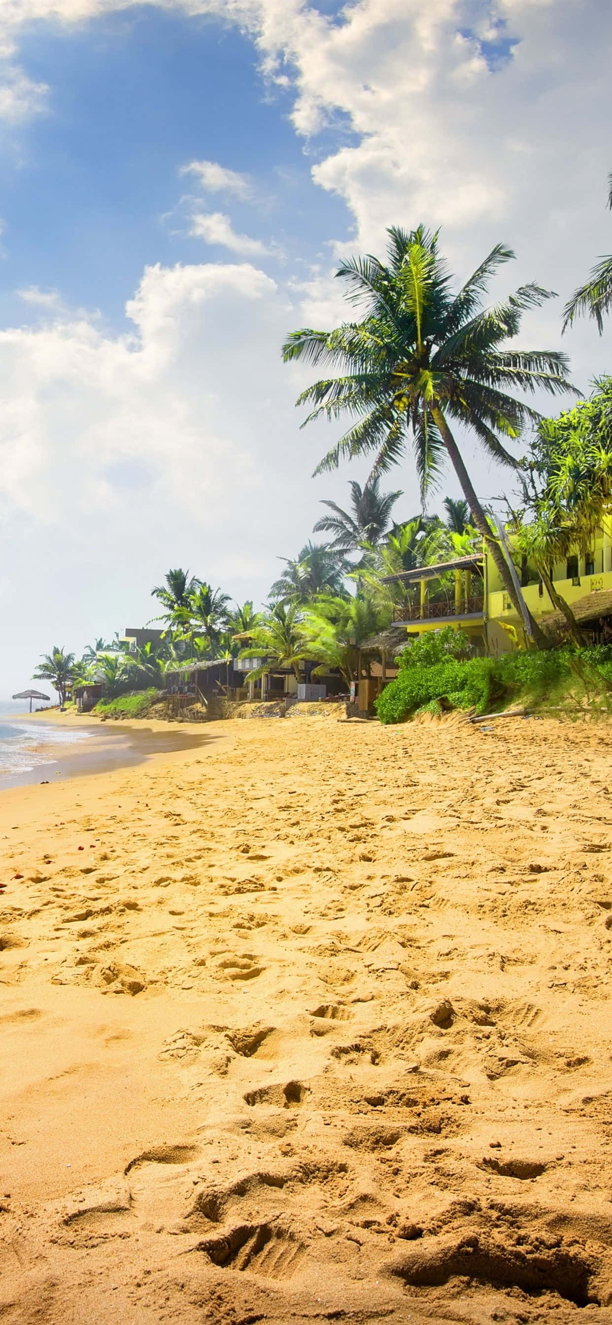 Yellow Beach, sunset, tropical beach, 2K Phone Wallpaper
