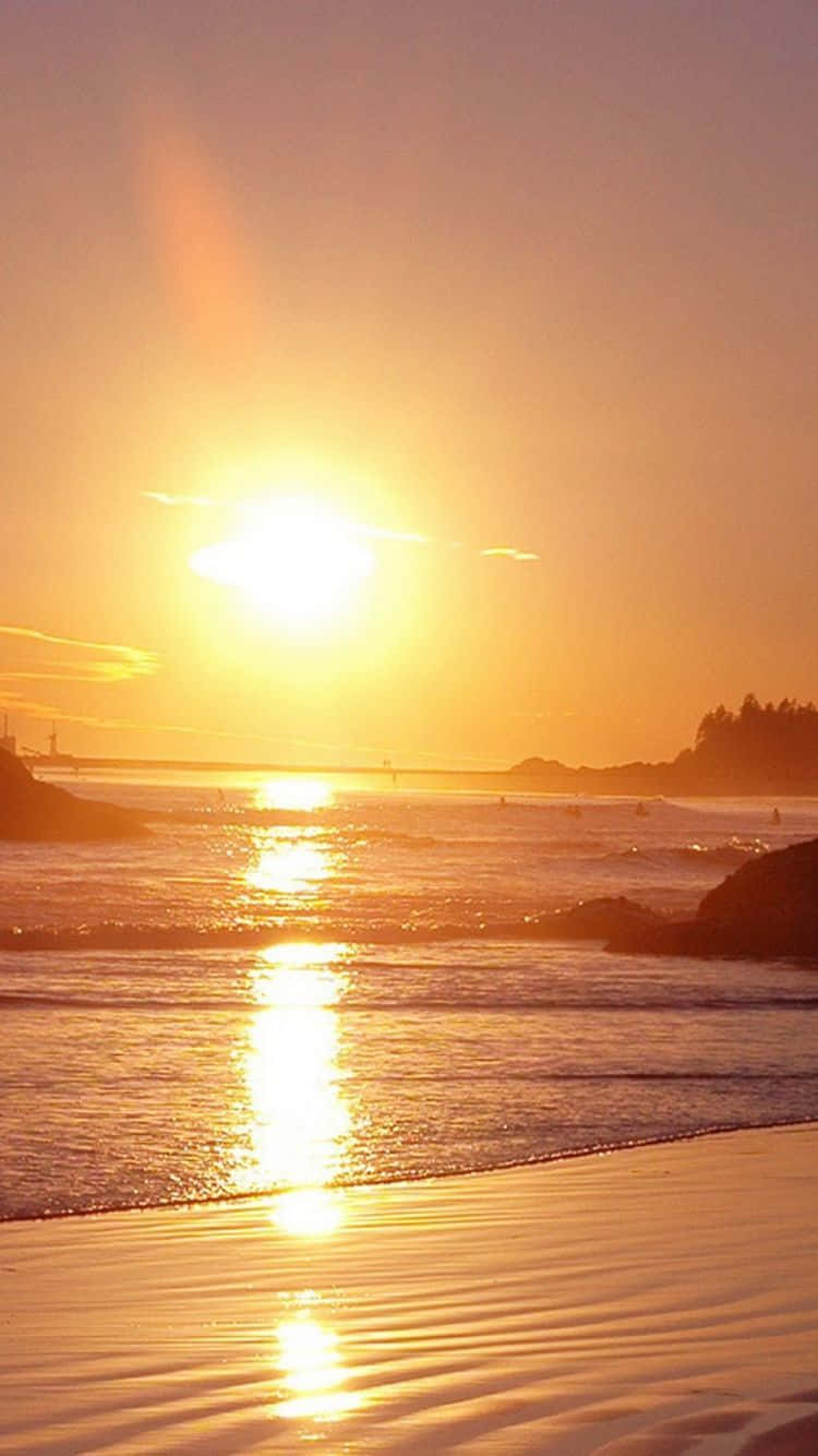 Yellow Beach, golden sunset, ocean waves, HD Phone Wallpaper