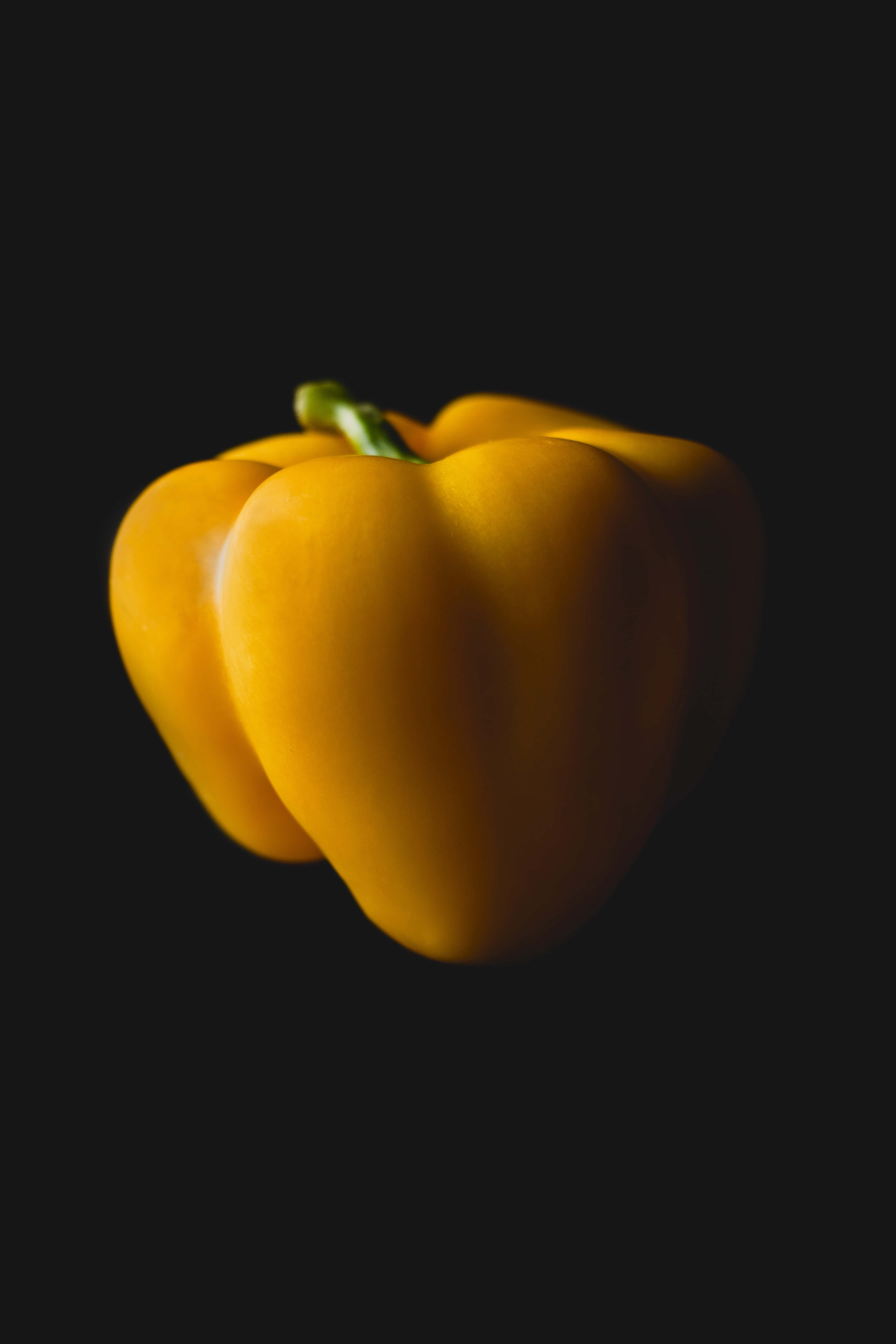 Yellow Bell Pepper, vibrant yellow, green stem, 5K Phone Wallpaper