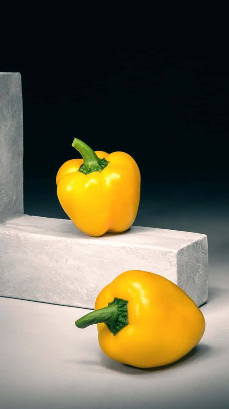 Yellow Bell Pepper, concrete block, gray surface, HD Phone Wallpaper