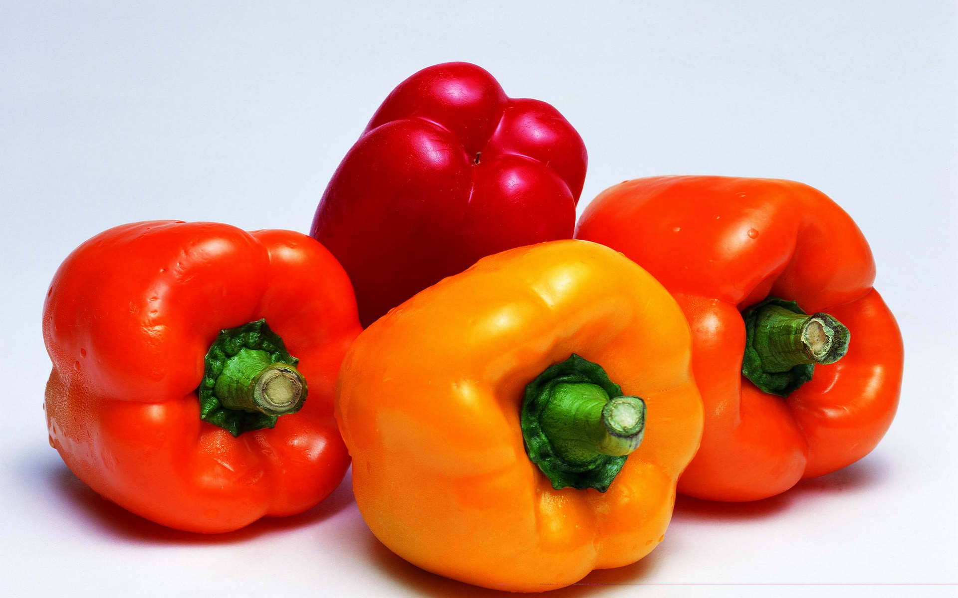 red bell pepper, orange bell pepper, yellow bell pepper, Full HD Desktop Wallpaper