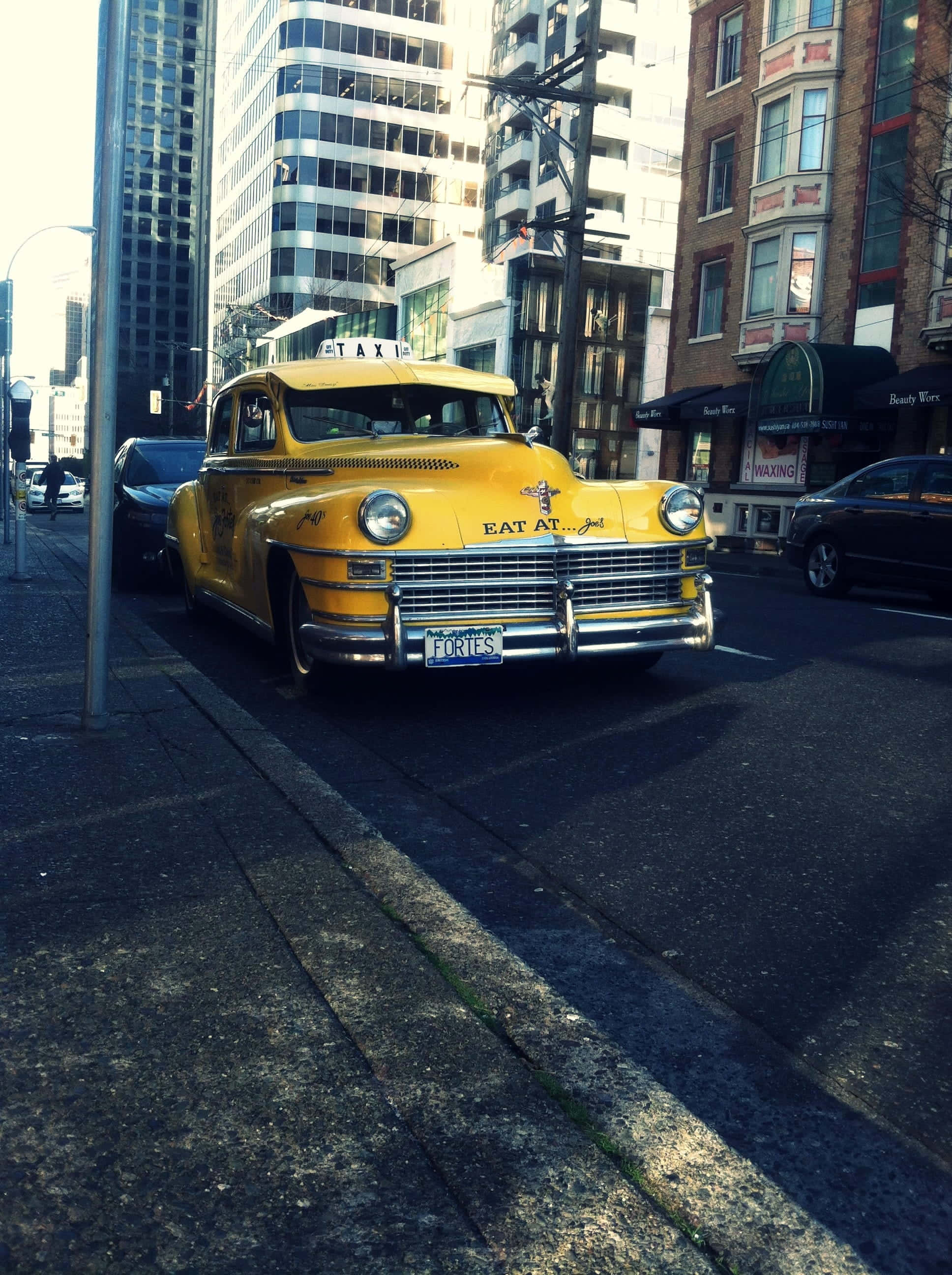 Yellow Cab, 1936, EAT AT..., 2K Phone Wallpaper