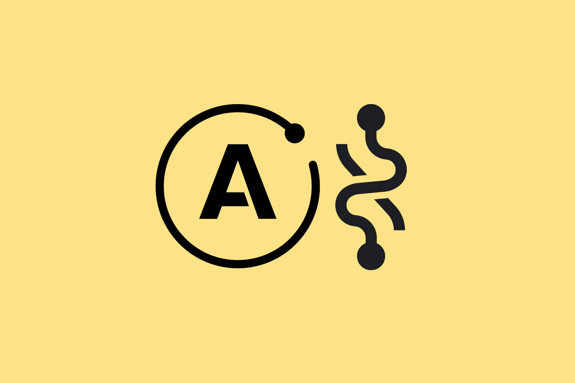 Alphabet Letter A, yellow background, black icon, Full HD Desktop Wallpaper