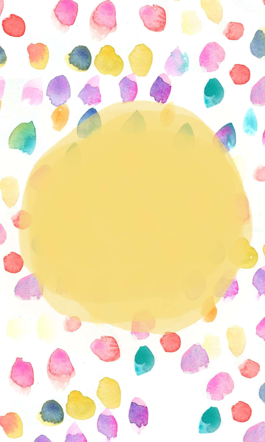 yellow circle, watercolor, colorful paint splatters, HD Phone Wallpaper