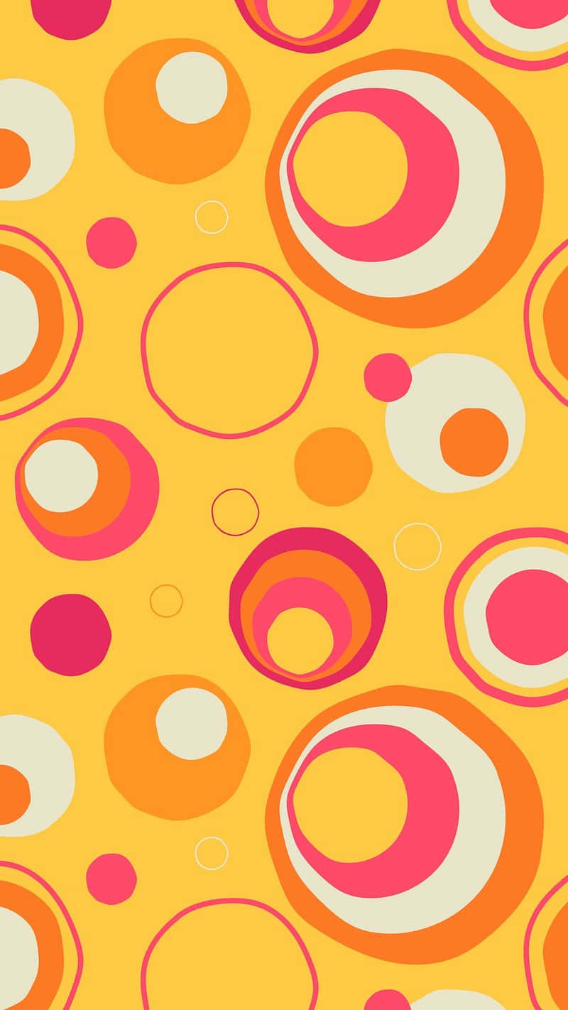 retro circles pattern, yellow background, concentric circles, HD Phone Wallpaper