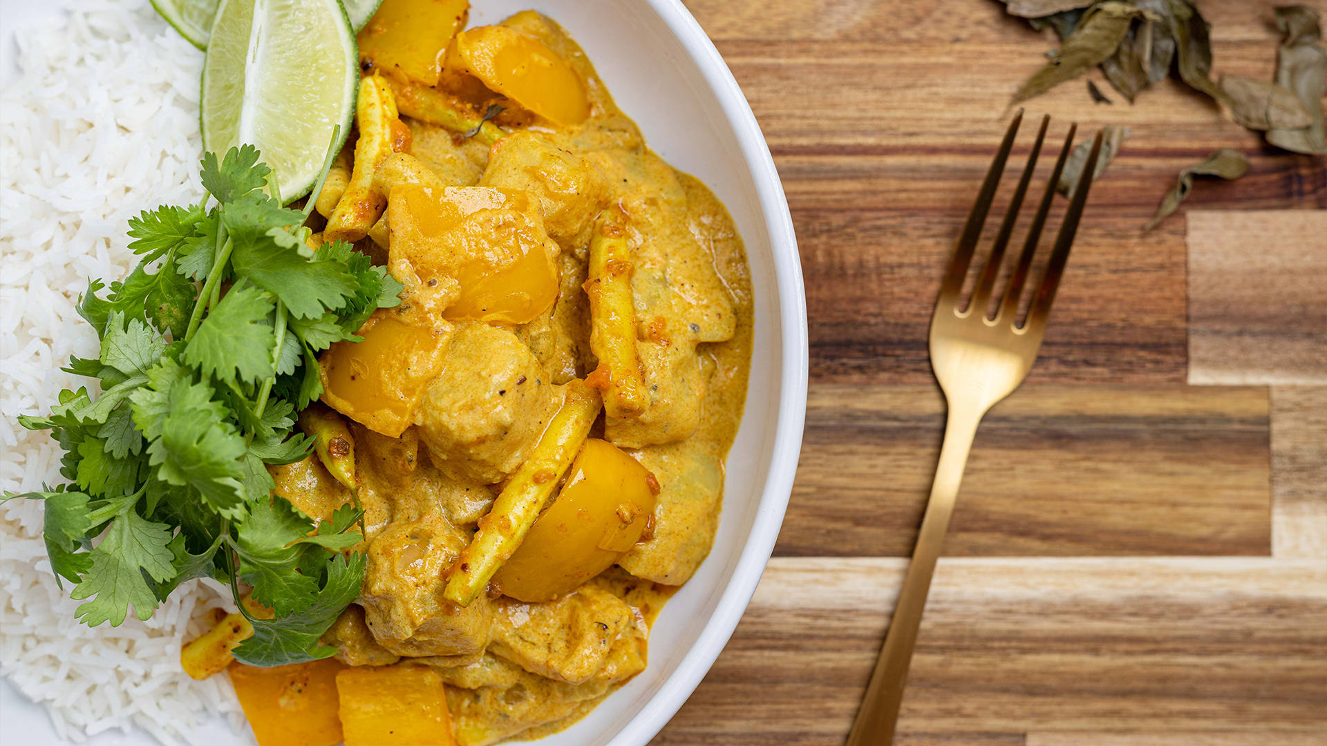 Yellow Curry, chicken, sweet potatoes, Full HD Desktop Wallpaper