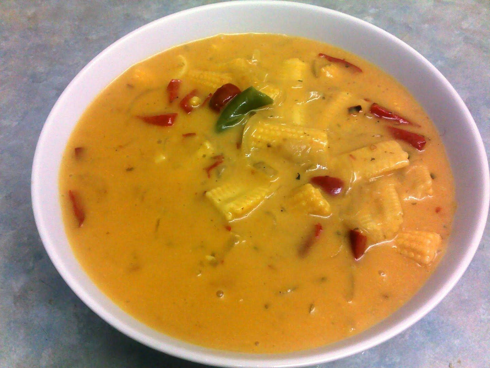 Yellow Curry, baby corn, red chilies, HD Desktop Wallpaper