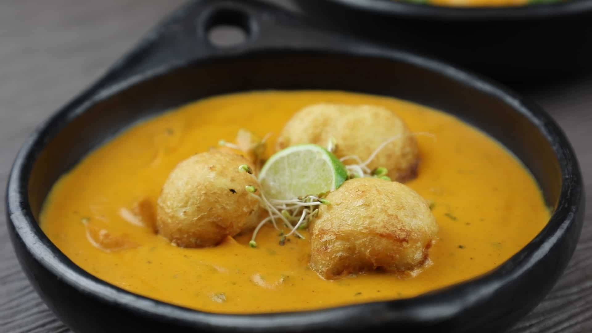 Kofta Yellow Curry, lemon, golden fried dumplings, Full HD Desktop Wallpaper
