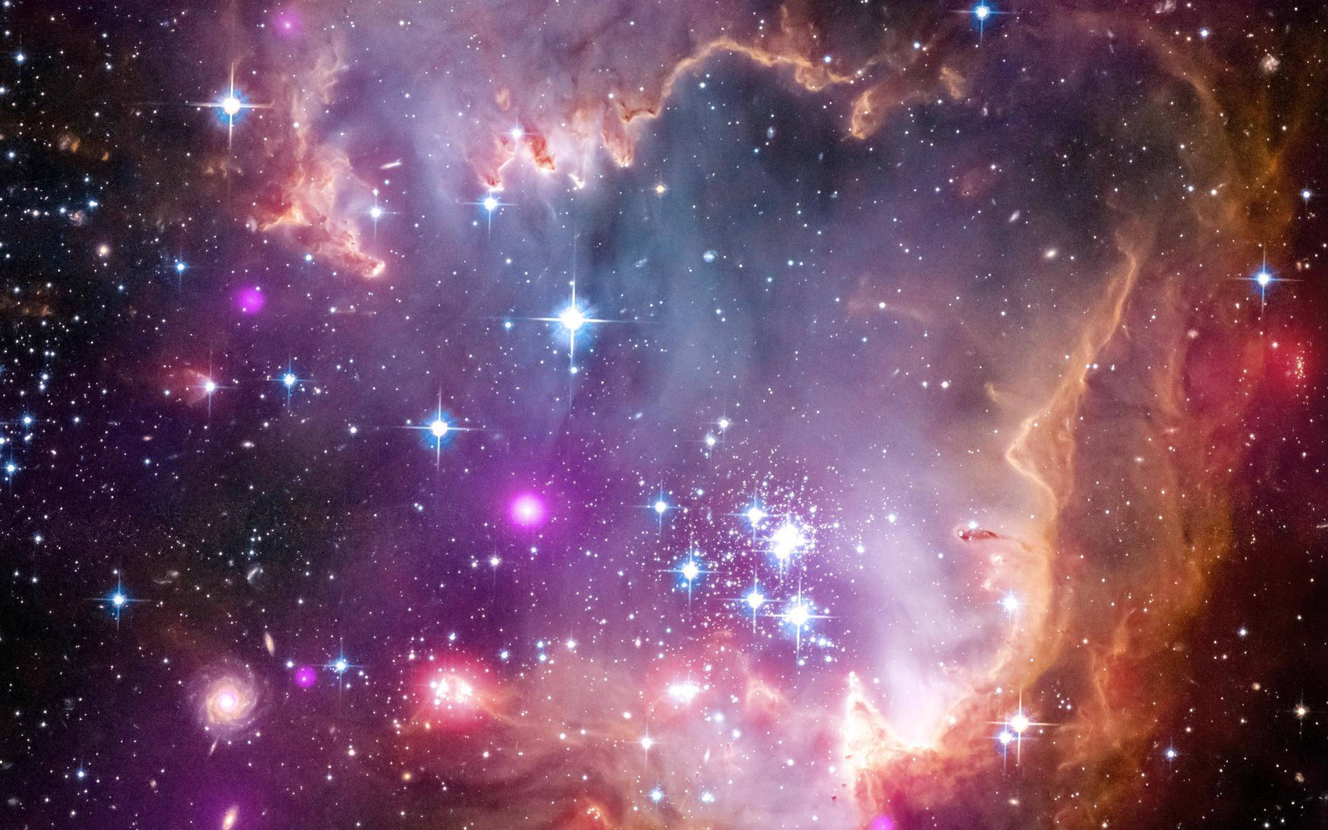 hazy colorful galaxy, pink orange, purple gas clouds, Full HD Desktop Wallpaper