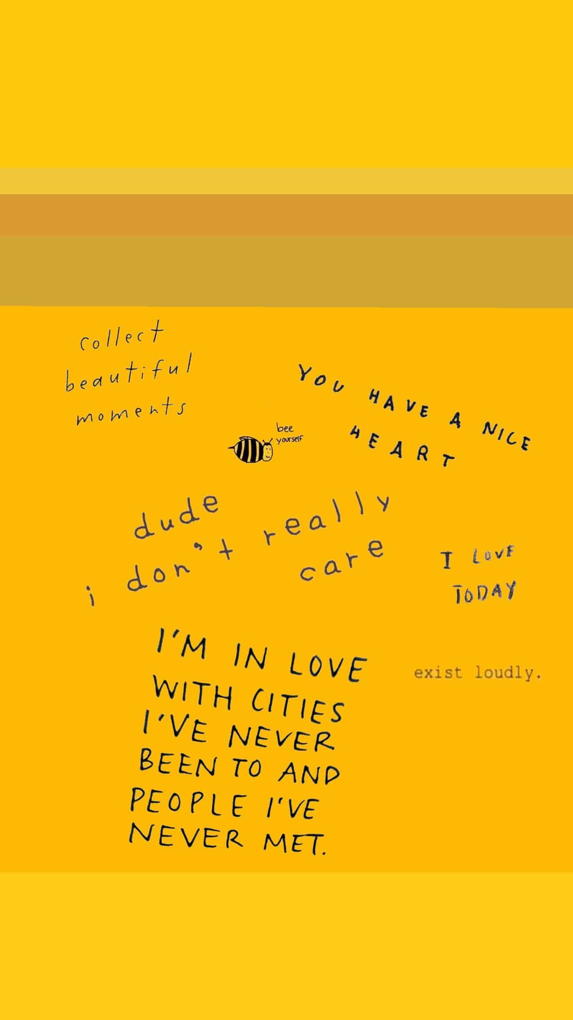 yellow aesthetic, vibrant yellow background, handwritten phrases, Full HD Phone Wallpaper