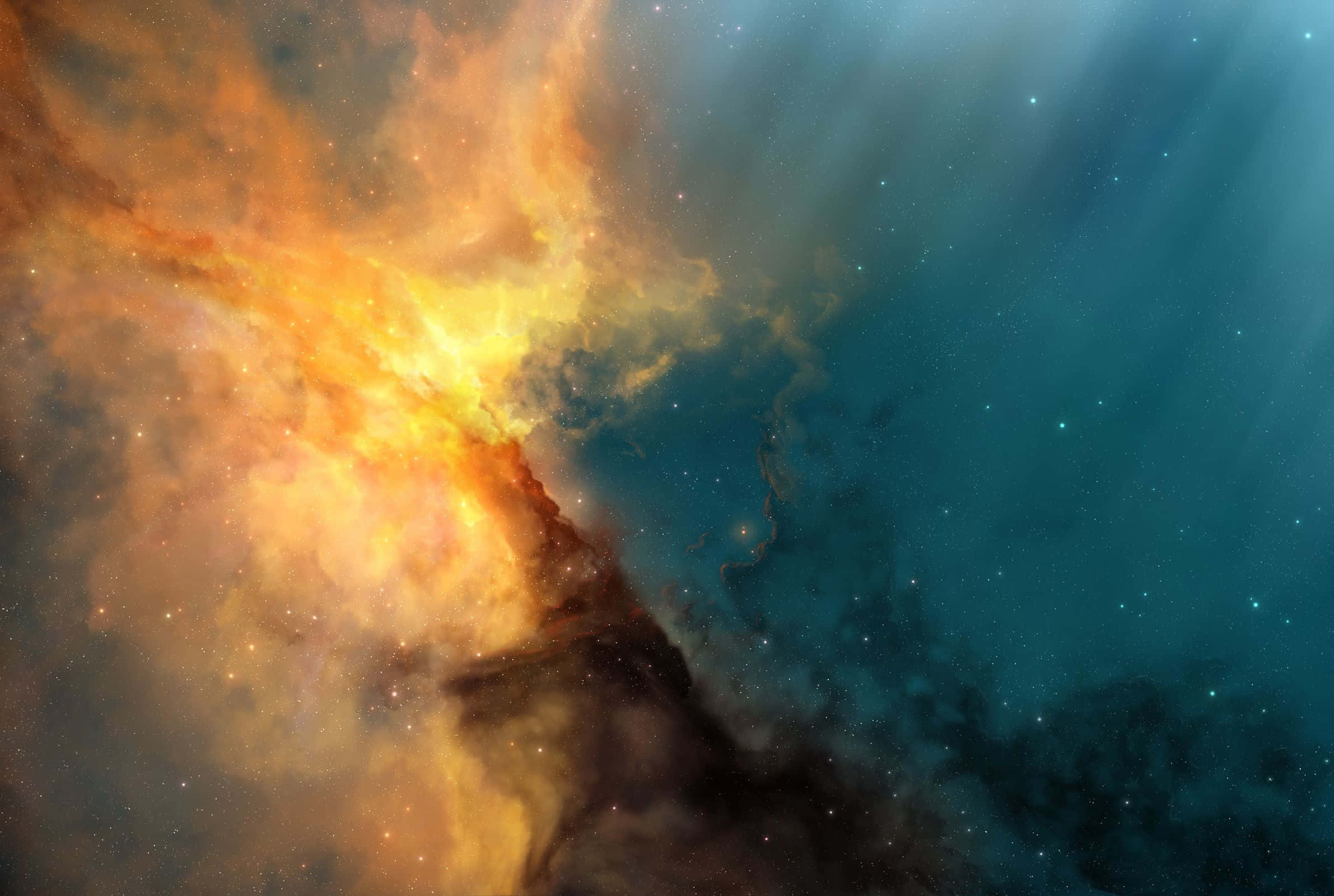 Yellow Galaxy, 2382 x 1600, cosmic nebula, Full HD Desktop Wallpaper