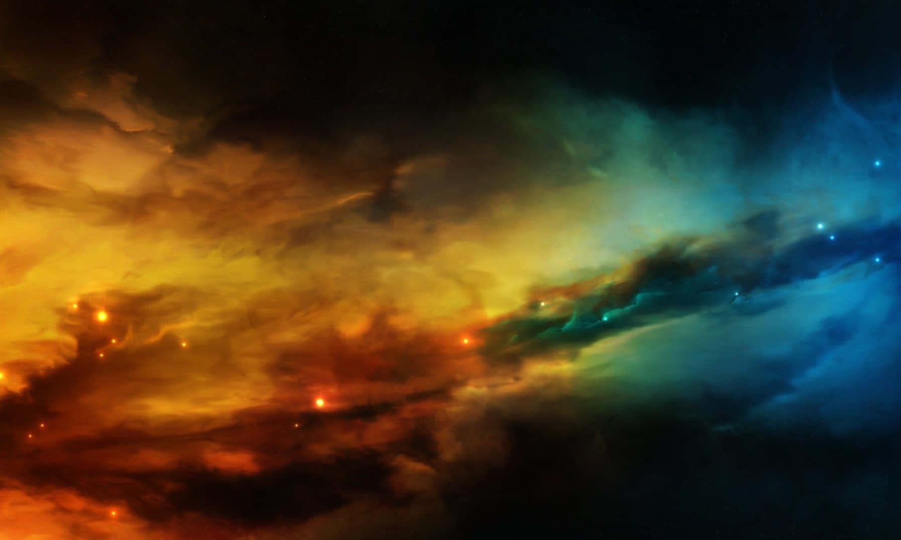 Yellow Galaxy, cosmic nebula, fiery orange, HD Desktop Wallpaper