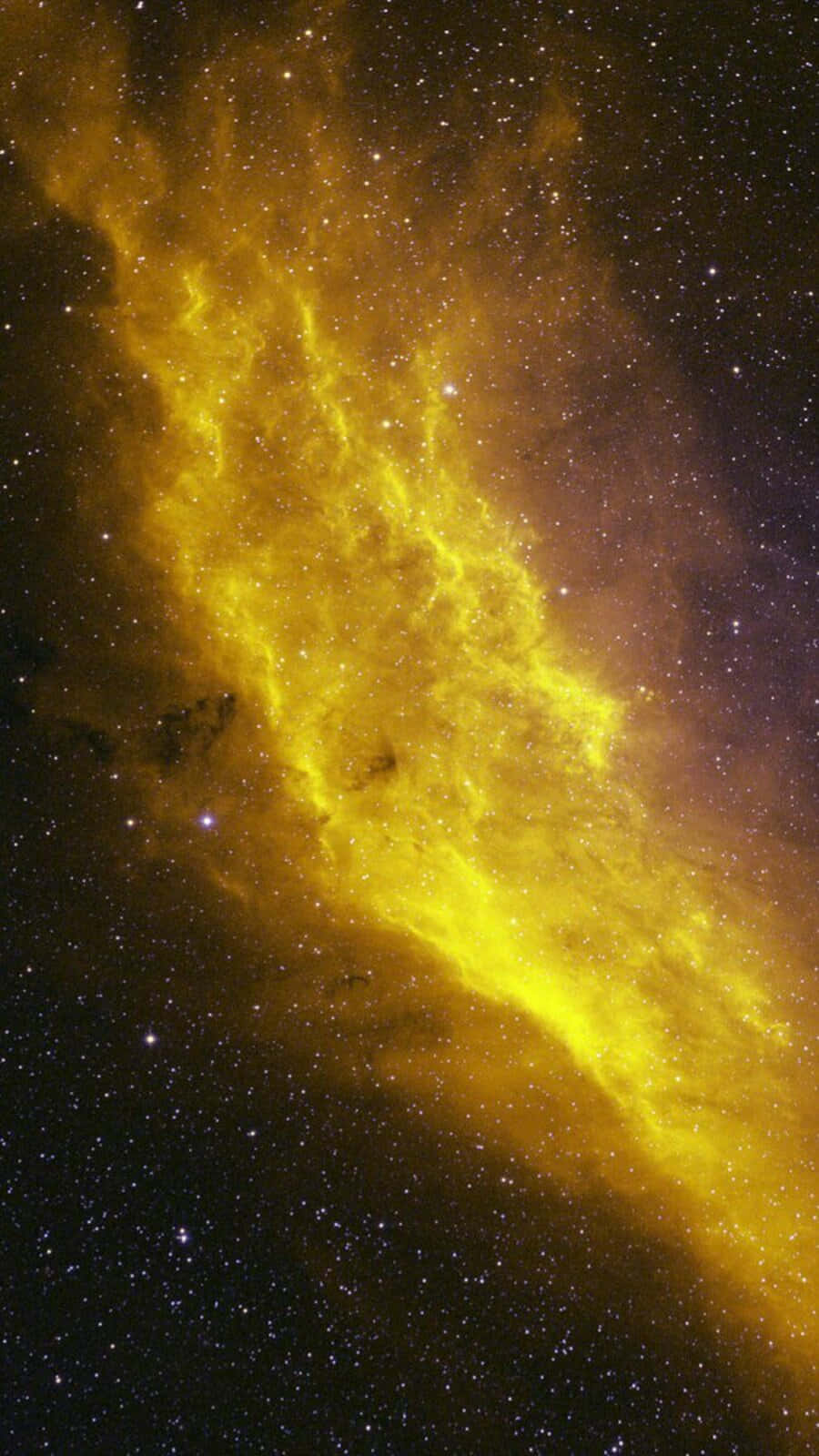 Yellow Galaxy, vibrant yellow cosmic nebula, starfield, HD Phone Wallpaper