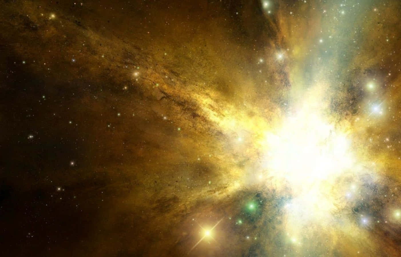 Yellow Galaxy, golden nebulae, swirling, HD Desktop Wallpaper